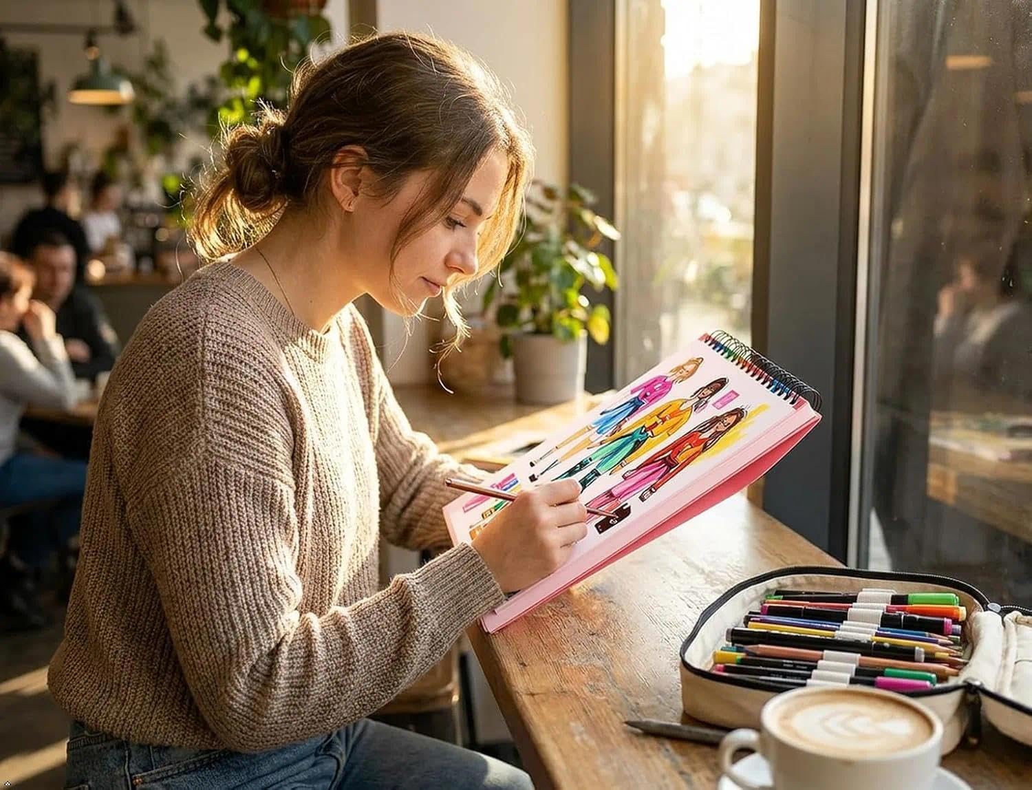 Soucolor Simpatico album da disegno, 22,9 x 30,5 cm, per donne, 1 confezione da 100 fogli a spirale, forniture artistiche pastello per artisti, set regalo per adulti