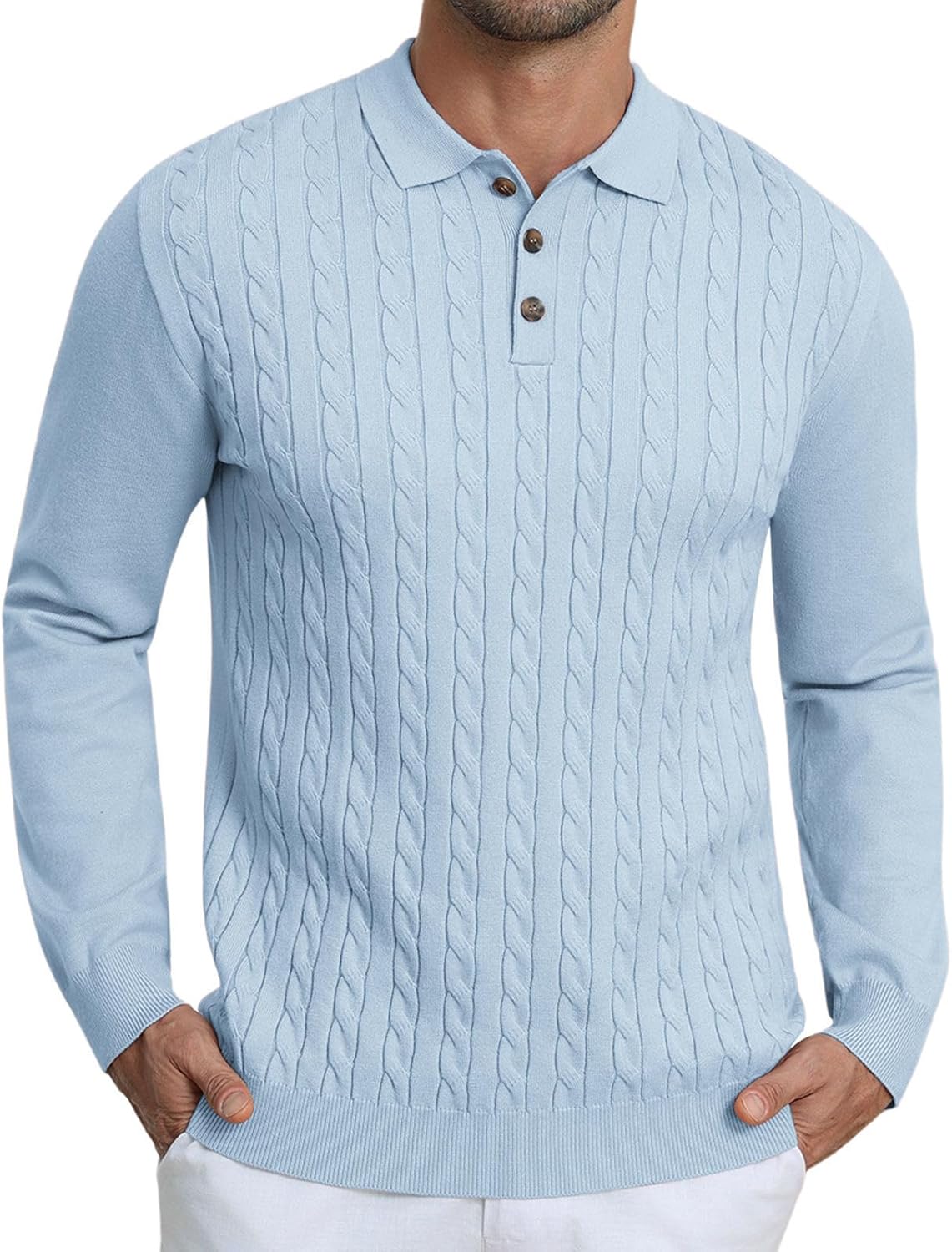 Lexiart Men's Cable Knit Sweater Long Sleeve Twist Patterned Warm Casual