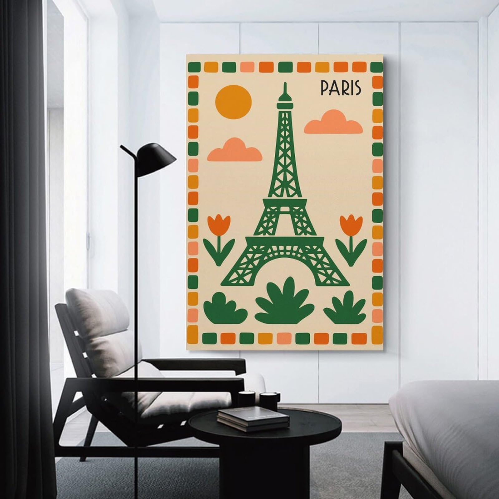 Eiffel Tower Paris Travel Art Room Decor Wall Art 24x36inch(60x90cm), for Wall Displays, Bedrooms Or Room Updates, Ideal for Building A Coordinated Art Wall