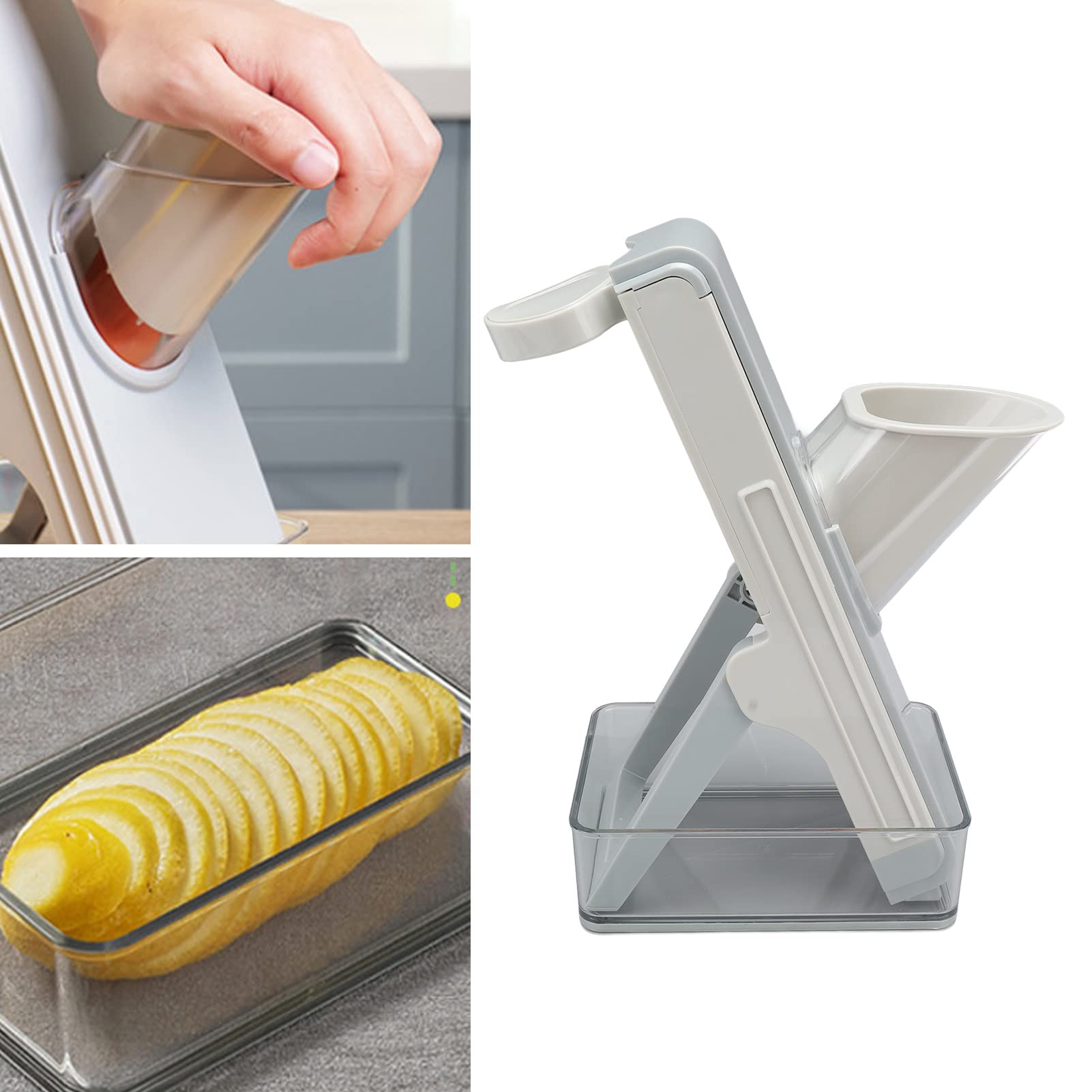 Affettatrice per Verdure, Mandolina affettatrice, Tritatutto Verticale Pieghevole Multifunzionale 3 in 1, tagliapatate