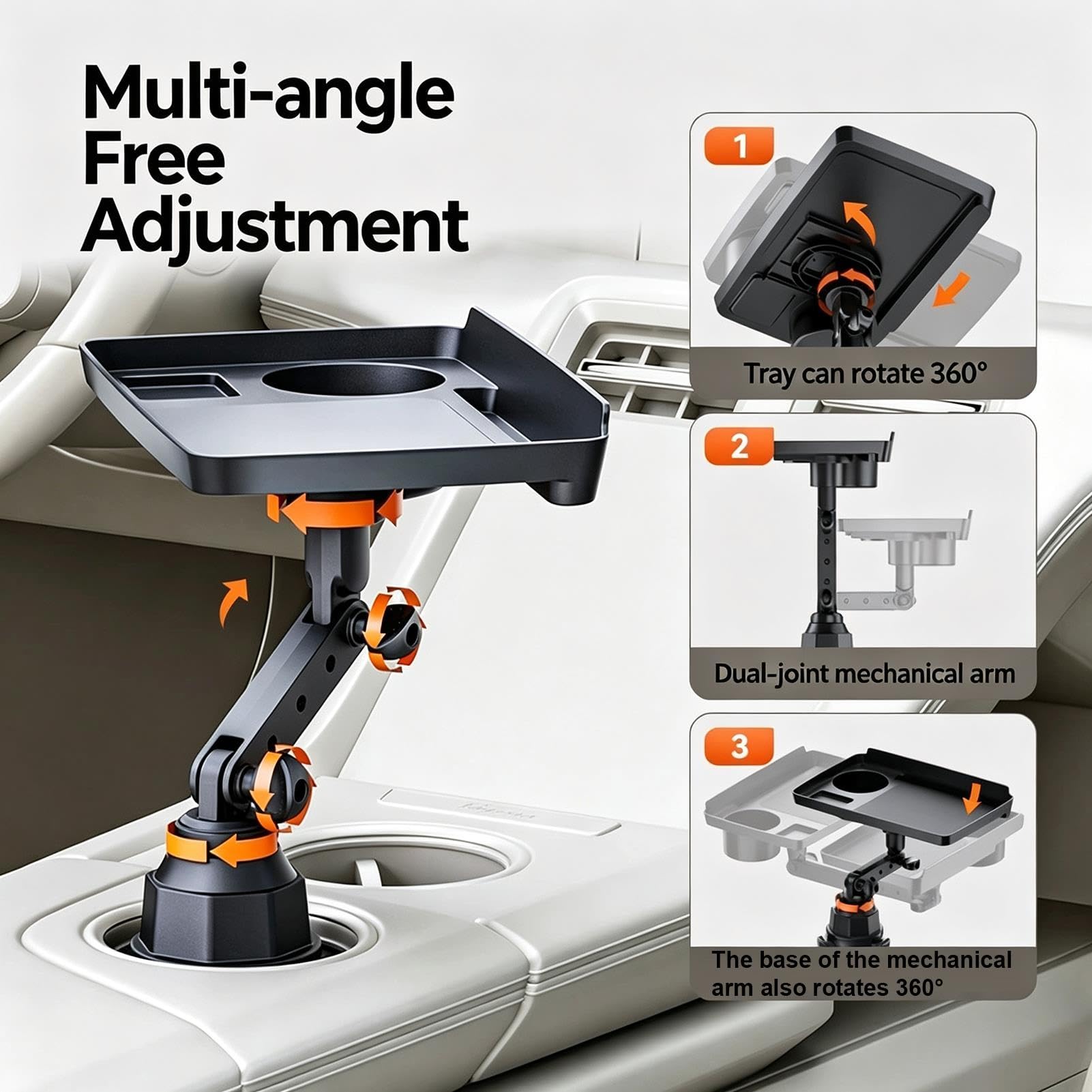 Mesa de Bandeja Universal para portavasos Coche con Soporte para teléfono