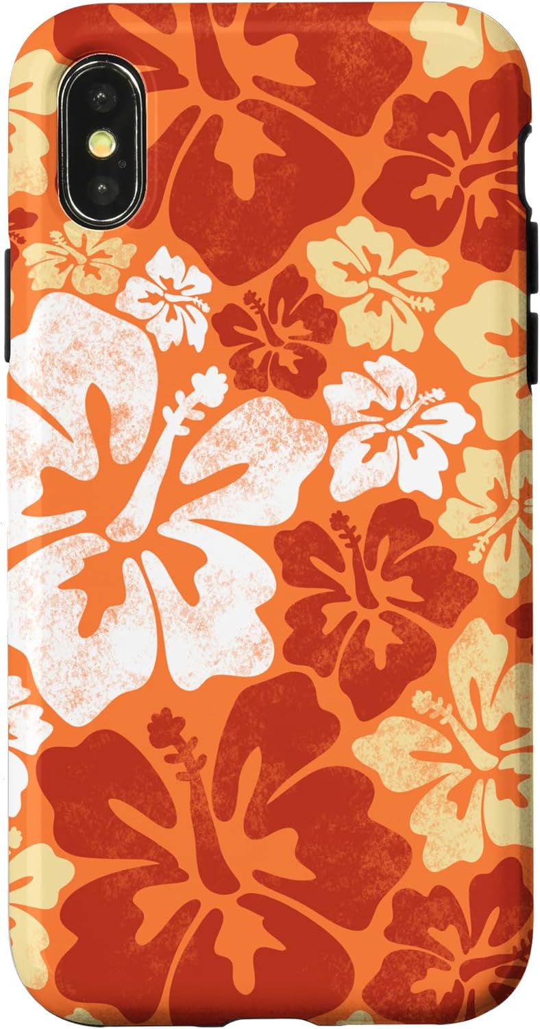iPhone X/XS Vintage Coconut Girl Aesthetic Y2K Room Decor Hibiscus Print Case