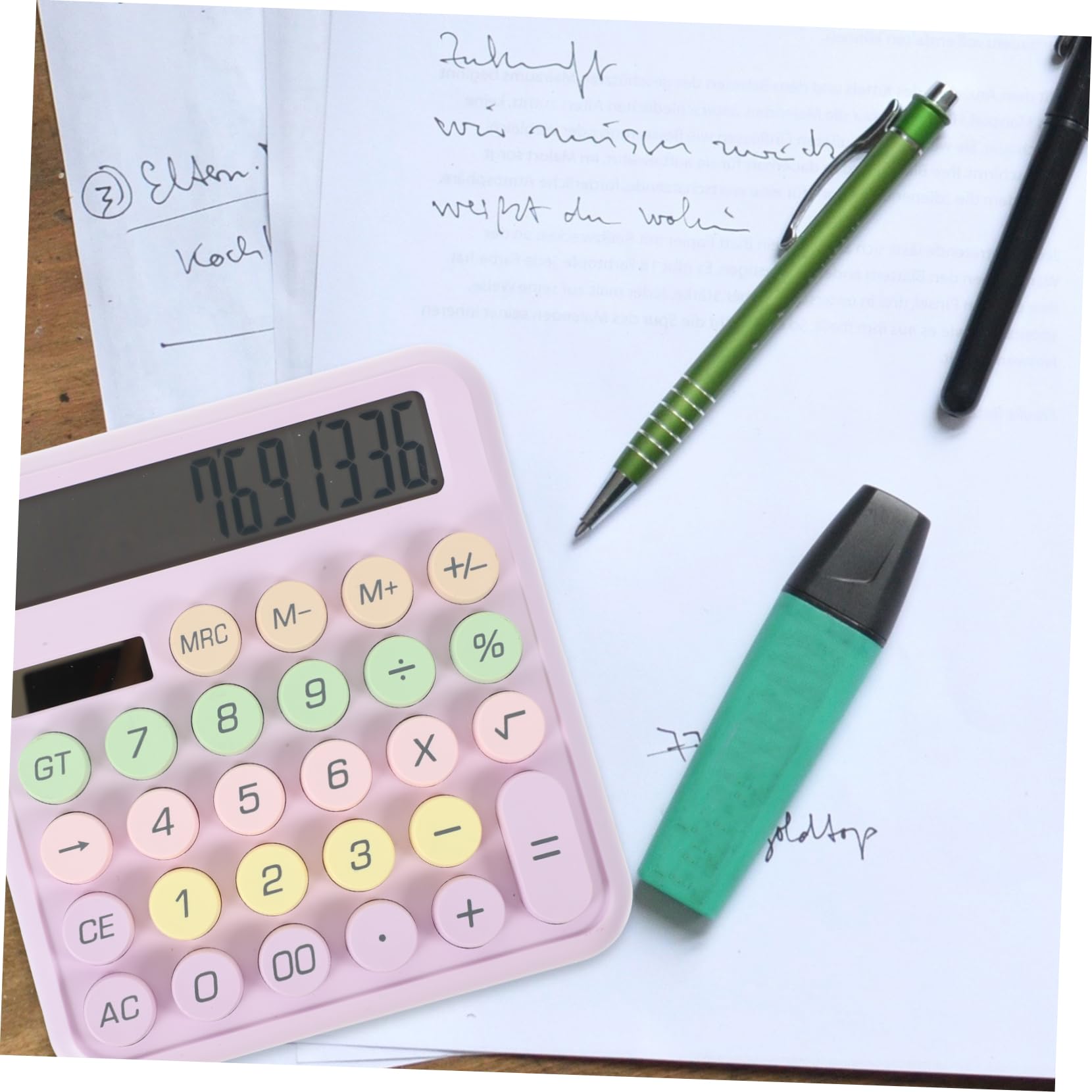 HAPINARY Basic Mechanical Keyboard Calculator Portable Cute Tabletop Device for Office Use Lightweight Design for Students Professionals Functional Candy Color Display