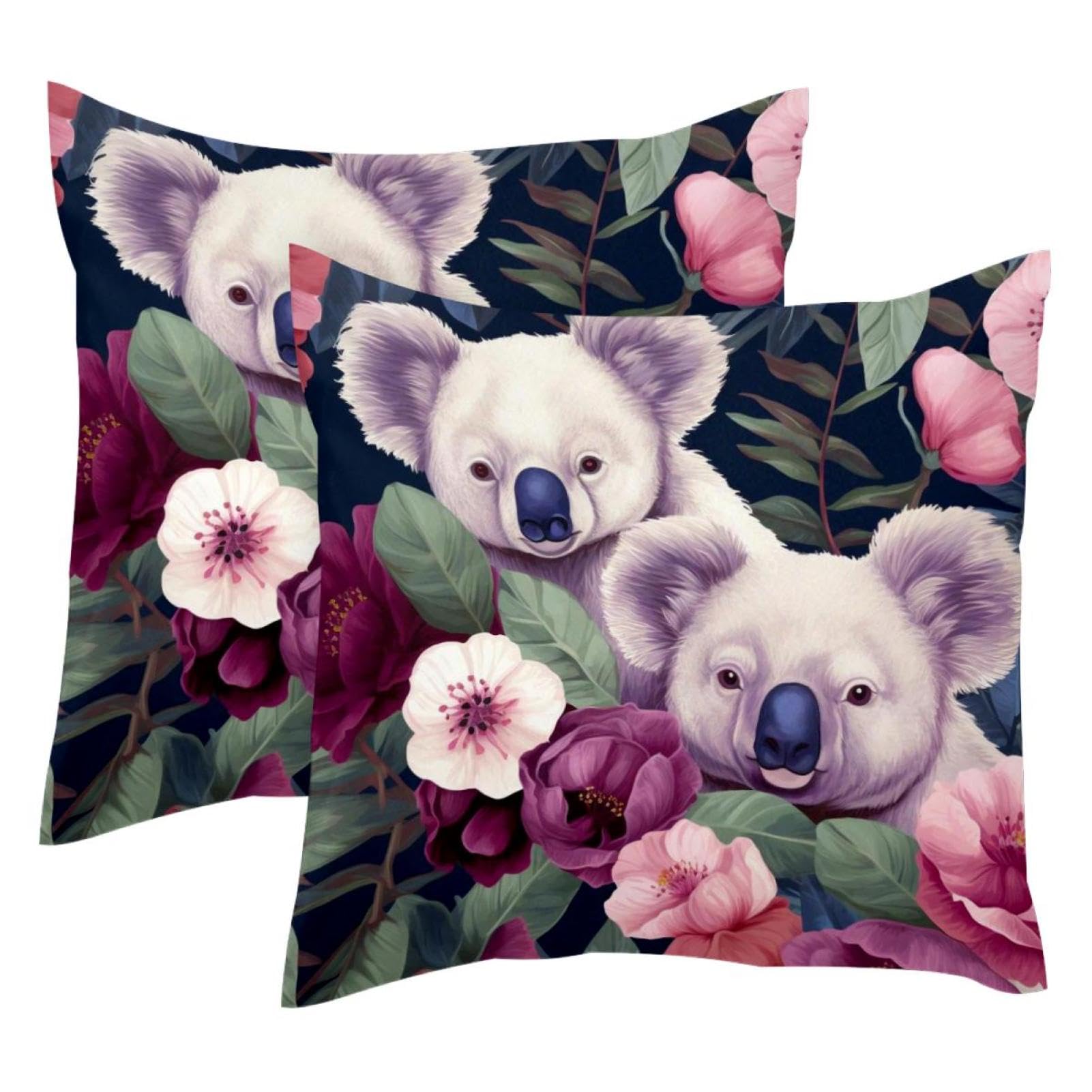 Housses de coussin koala 50x50 velours doux pour rénover canapé usé lot de 2