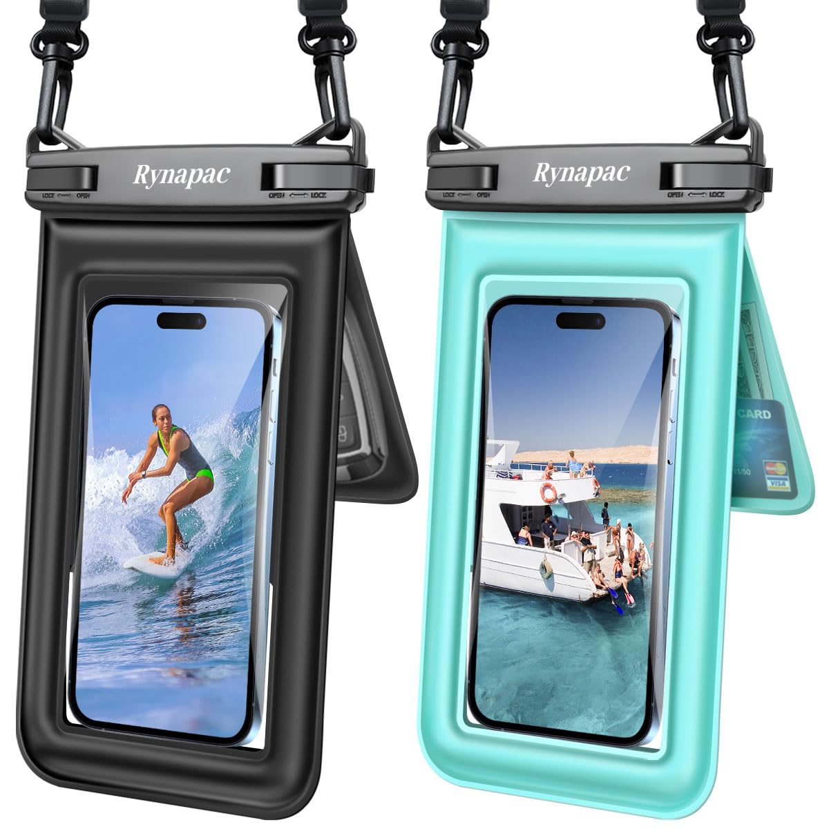[Up to 8.5''] Floating Waterproof Phone Pouch 2 Pack, IPX8 Double Space Waterproof Phone Case with Lanyard for iPhone 17 16 15 Pro Max, Galaxy S26