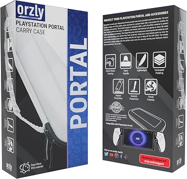 Carry Case designed for Playstation Portal remote player for PS5 Console hold accessories and offers Travel and Storage Protection for headset charger headset & more - WHITE/BLACK - Gift box edition