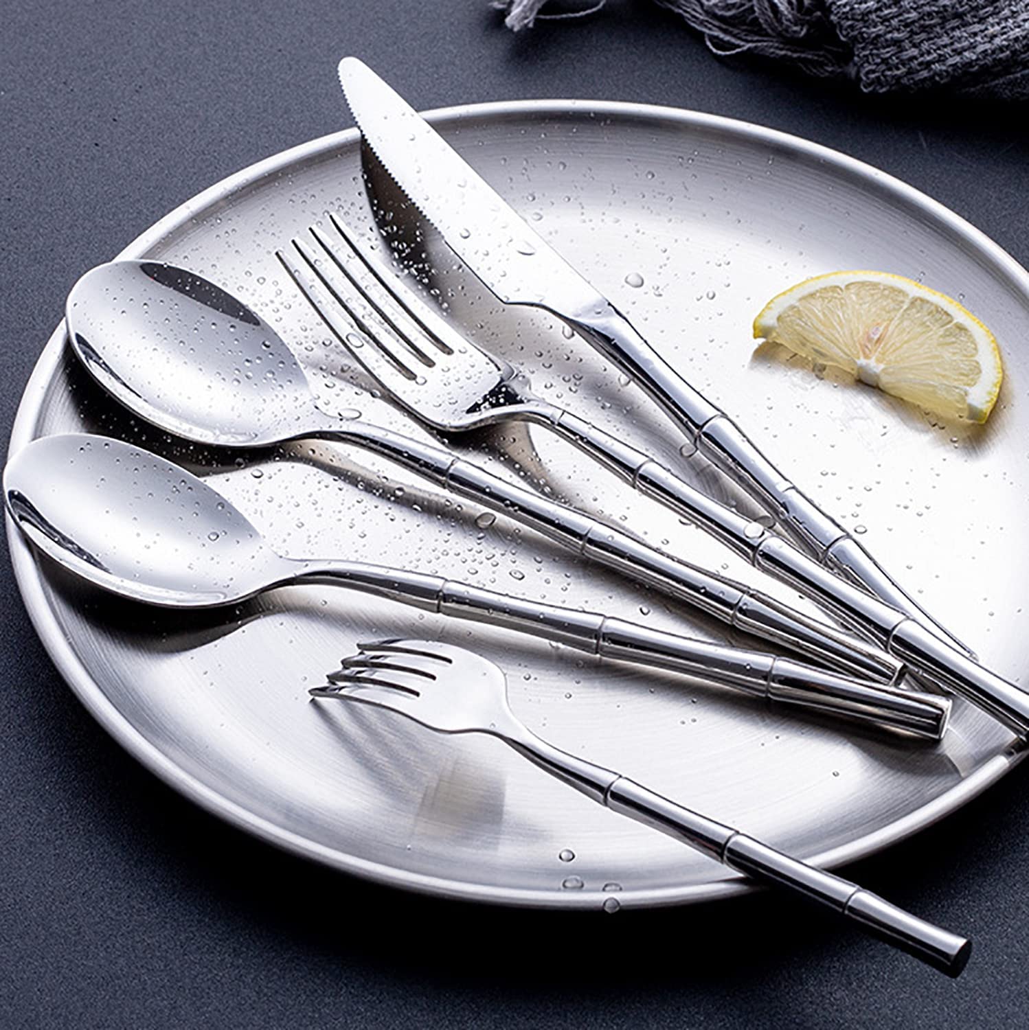 60 Stck Bambus Gold Besteckset fr 12 langlebige 18/10 Edelstahl Besteck  Sets Haus Kche Hochzeit Restaurant Besteck Utensilien enthalten Messer  Teelffel Gabeln und Lffel Geschirr Set : Amazon.de: Kche, Haushalt &  Wohnen