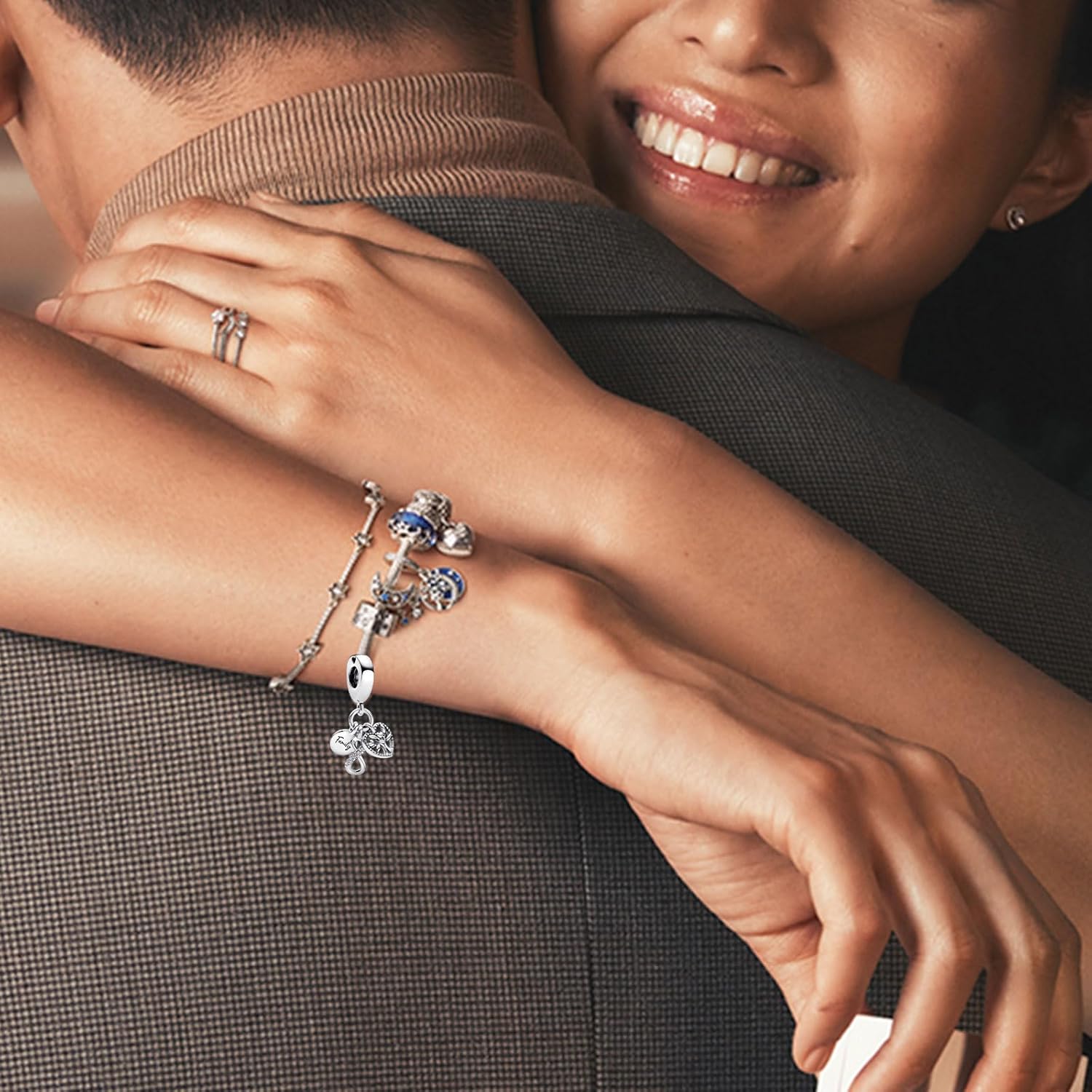 925 Sterling Silver Charms for Women Bracelet Necklace Mom Daughter Family Infinity Heart Charm Pendant Sister Friends Beads Jewellery Gift for Women Girls - Image 6