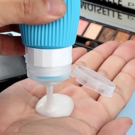 Mrsdry Travel Bottles for Toiletries, Tsa Approved 3oz Portable Travel Bottles, BPA Free Leak Proof Squeezable Silicone Travel Size Containers, Travel Accessories with Clear Toiletry Bag (4 Pack)