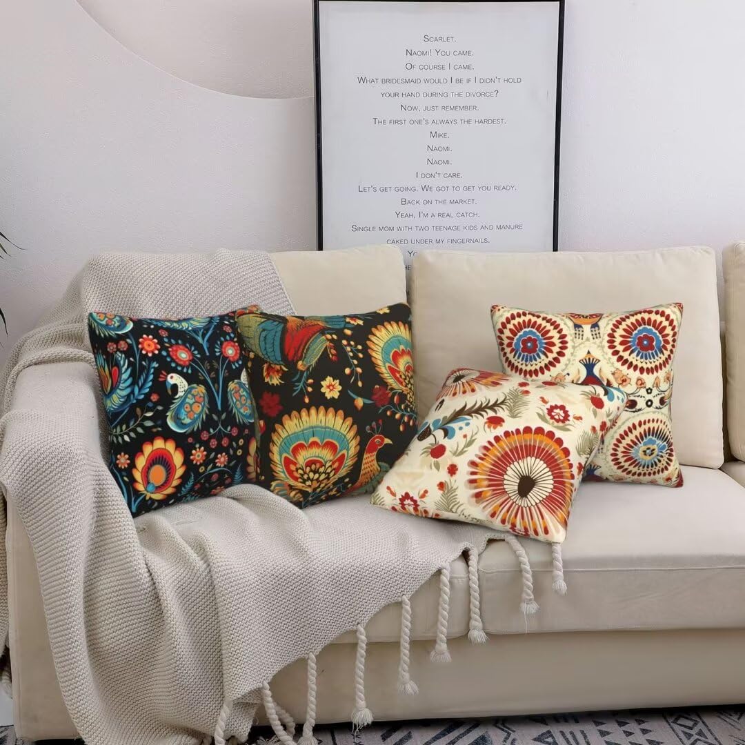 Cuscini per Divano Bohémien, Etnico Federe Cuscini Divano 65x65cm Cuscino Divano, Cuscini Letto Decorativi Copricuscino Divano, per Cuscini Home Room Divano Soggiorno Sedia Letto Decor, 4 Pezzi X67
