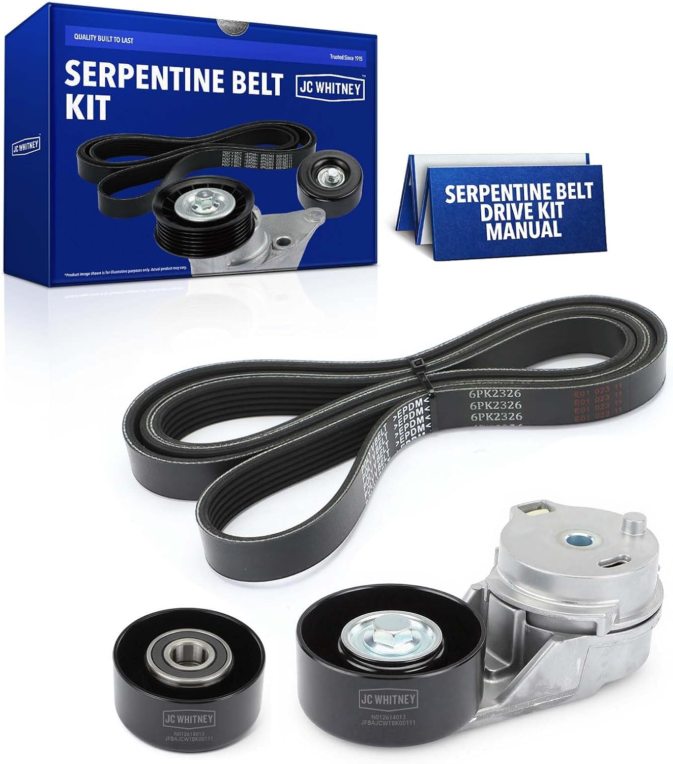 JC Whitney JFBAJCWTBK00111 Engine Serpentine Drive Belt Kit - Compatible with Chevrolet Colorado 04-12, GMC Canyon 04-12, Hummer H3 06-10, H3T 09-10, Isuzu i-280 2006-2.8L 2.9L 3.5L 3.7L