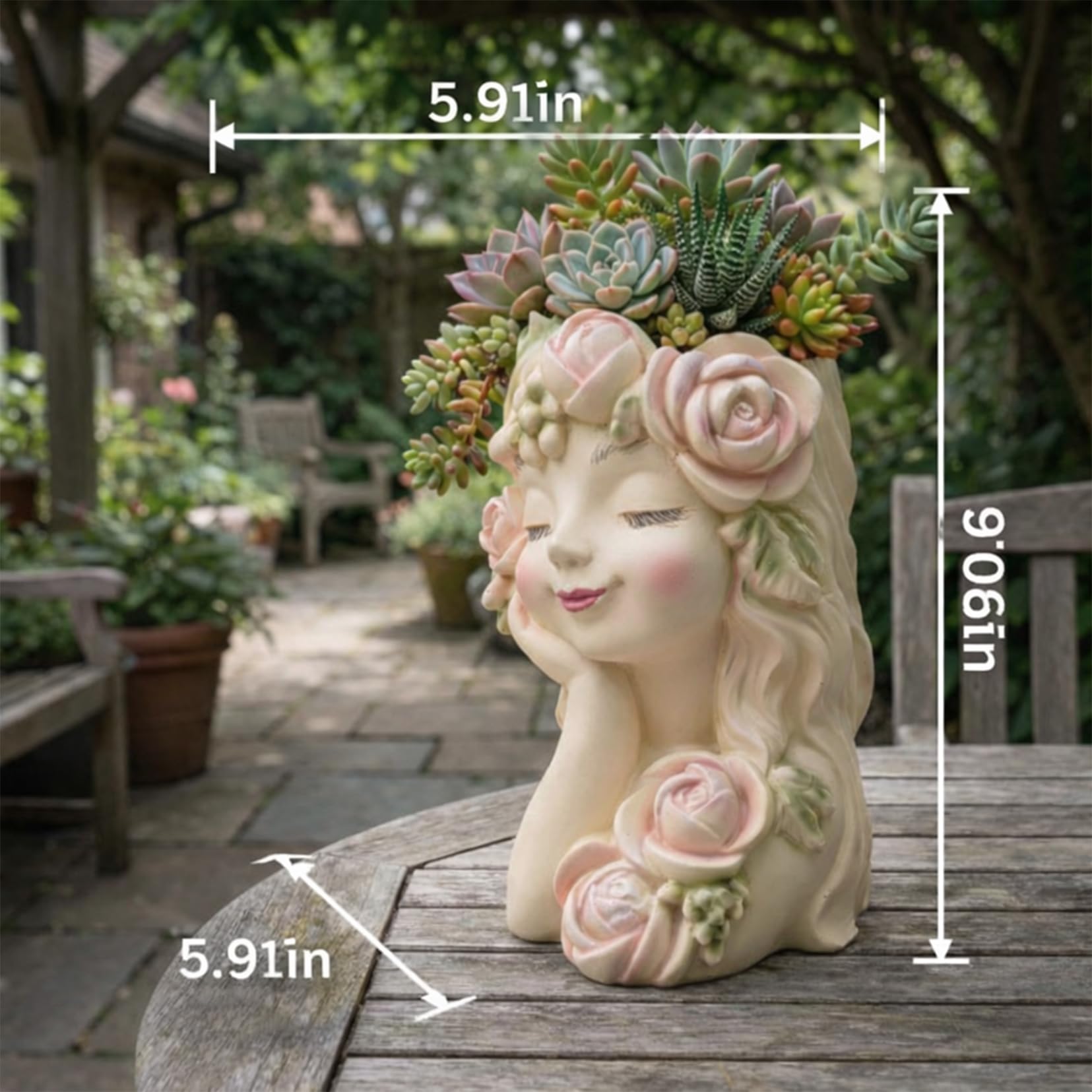 Elenon Maceta de cara para suculentas para interiores y exteriores con agujero de drenaje, decoración única para el hogar y jardín, maceta de resina, bonita maceta de tortuga, idea de regalo para los