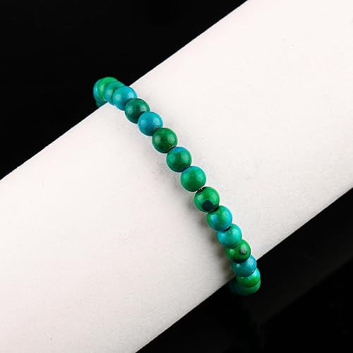 Miniatura 3 de Natural Chrysocolla Gemstones Round Beads Energy Power Crystal Chakra Reiki Healing Elastic Stretch Bracelet 7.5 Inch Unisex (Chrysocolla)