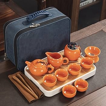 貫入高台急須＆湯呑2客セット（スレートトレイ付） 貫入高台急須＆湯呑2客セット（スレートトレイ付） 貫入高台急須