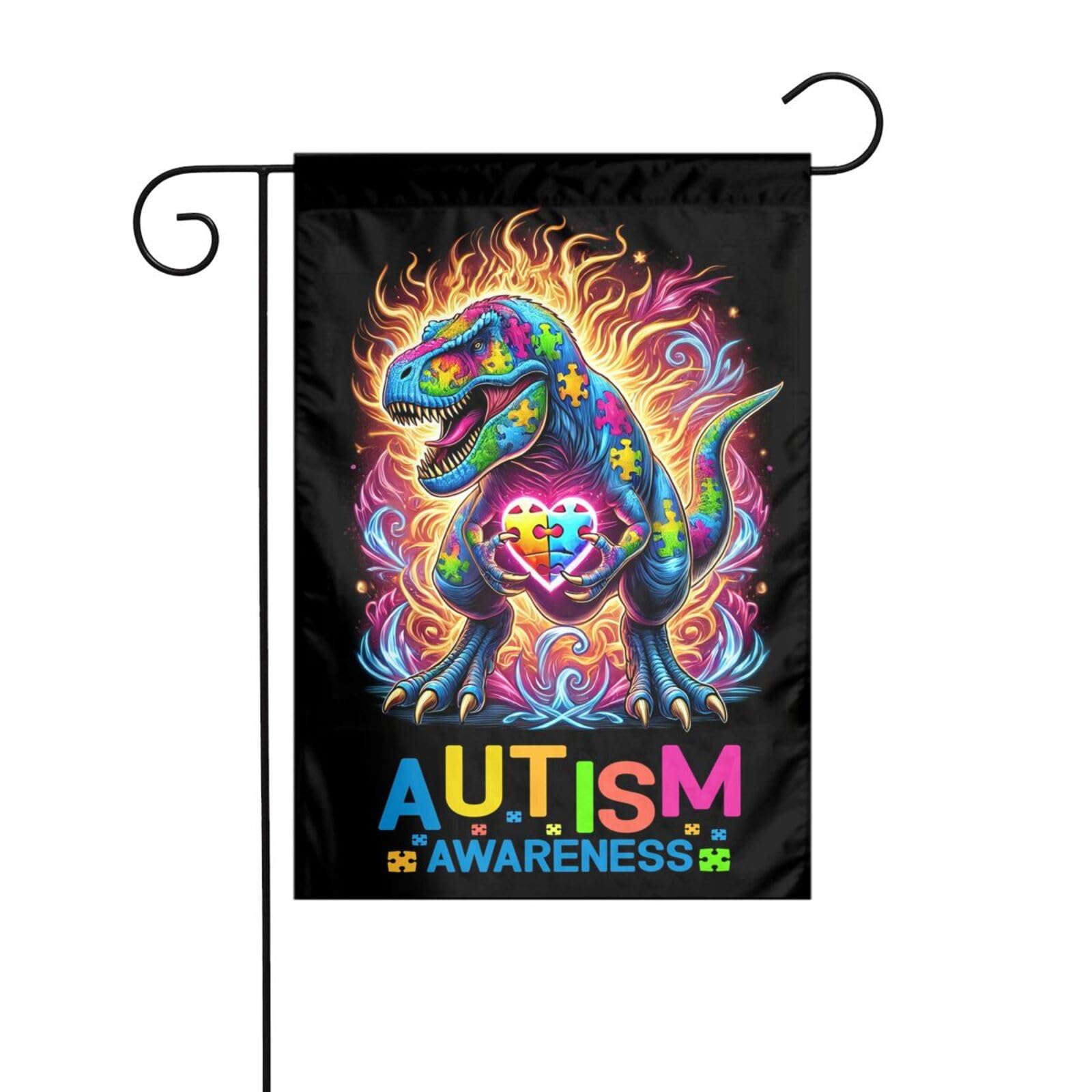 Dinosaur Autism Garden Flag 12 X 18 Inch Home Indoor & Outdoor Vertical Double-Sided Flags Yard House Farmhouse Sign For Home Garden Decoration