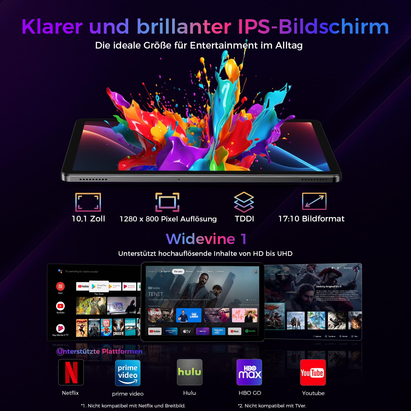 2026 Neuestes Tablet 10.1 Zoll Android 16 mit Gemini AI, 16GB RAM + 64GB ROM, GMS Widevine L1, WiFi 6 & BT 5.3, 6000mAh Dünn und leicht Tablet mit Gesichtserkennung