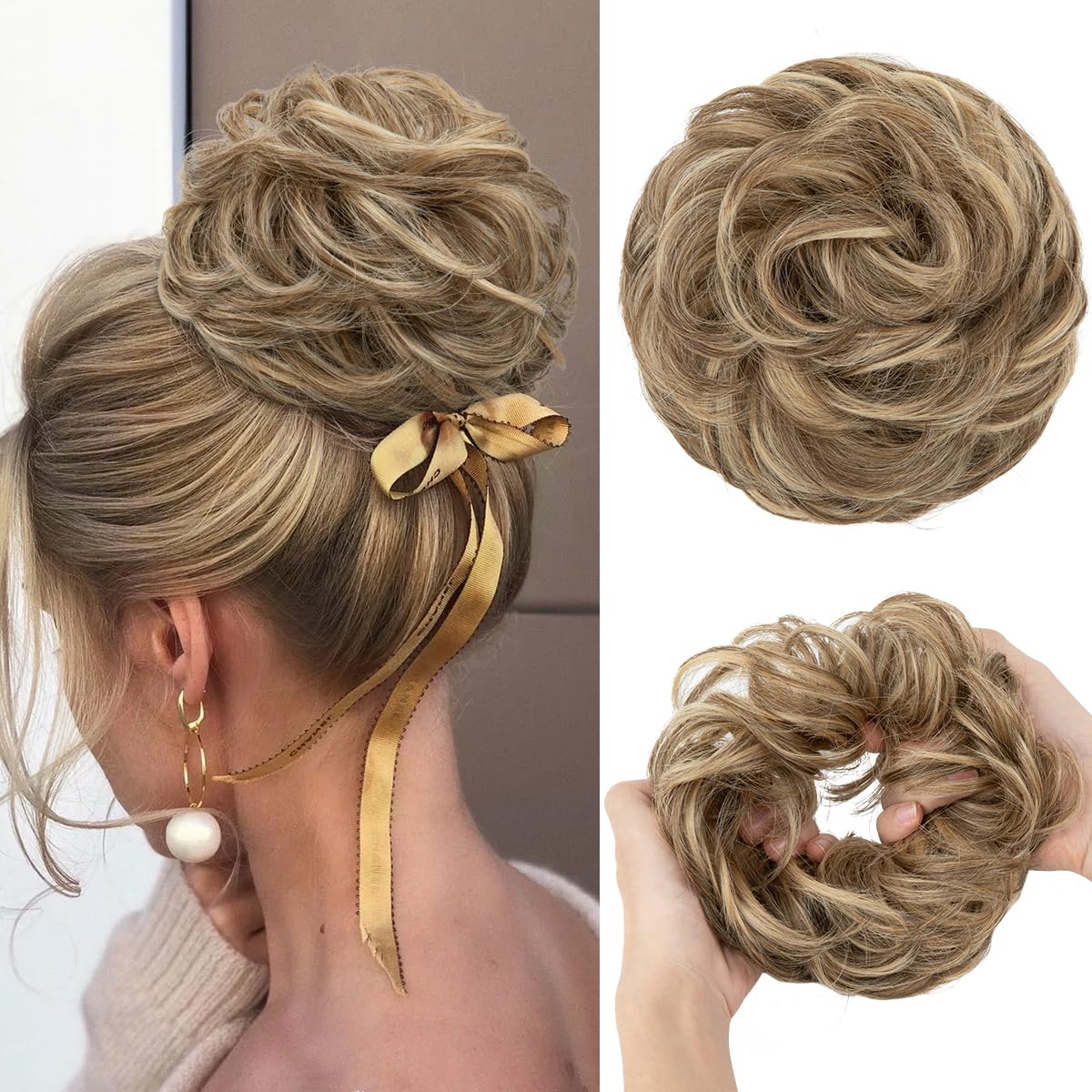 SARLA Messy Bun Hair Piece for Womens Synthetic Scrunchies Buns Extension Hairpieces Updo Pony Tail Bernstein
