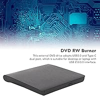 Vista 2 de Unidad de DVD externa, USB 3.0 tipo C CD portátil CD DVD RW unidad reproductor de DVD, 5Gbps estable, para portátil CD ROM, para Linux