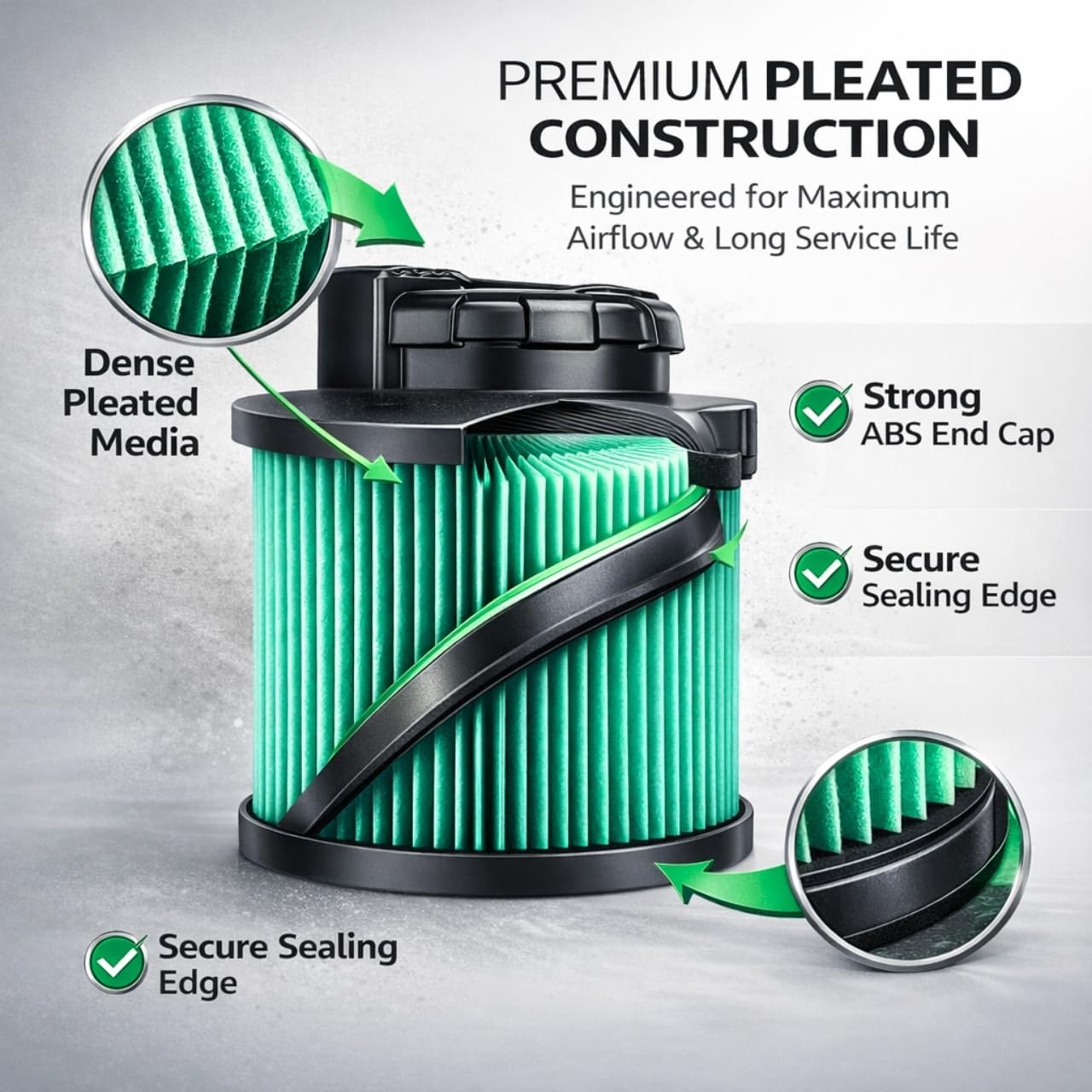 Nispira DXVC4003 Replacement Filter, Compatible with DEWALT 4 Gallon Wet/Dry Vacuums DXV04T DXV05P DXV05S DXV08S DXV06G, Washable & Reusable, 3 Pack