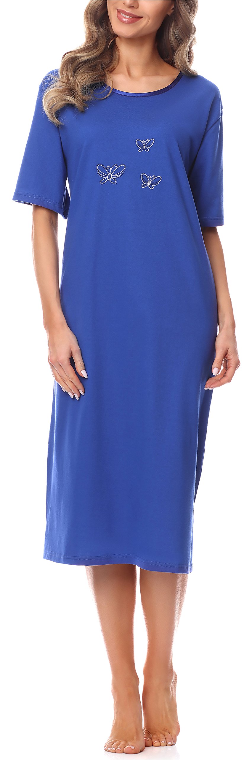 Merry Style Women's Cornflower Short Sleeve Nightdress 91Lw1 ( (Short Sleeve), Xl)