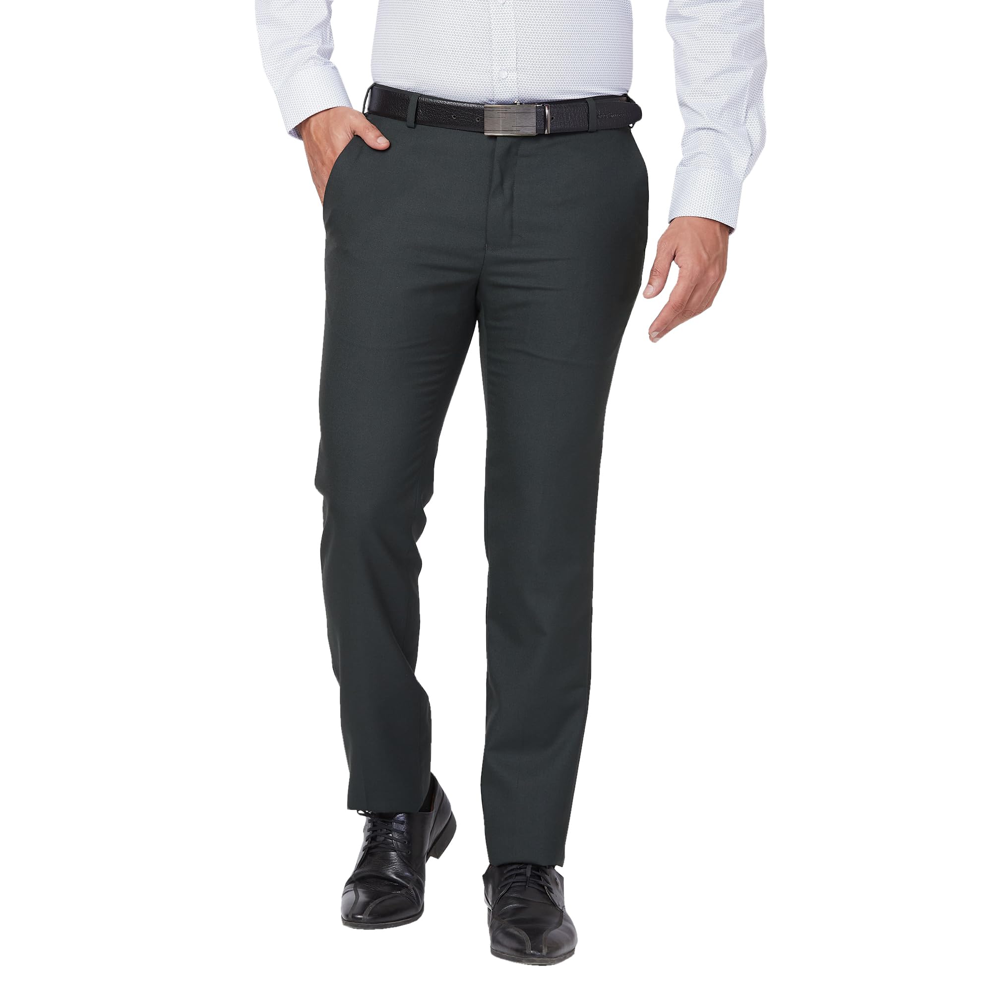 raymond Men's Slim Fit Solid Pattern Polyester Blend Pleated Formal Trouser-picture-17