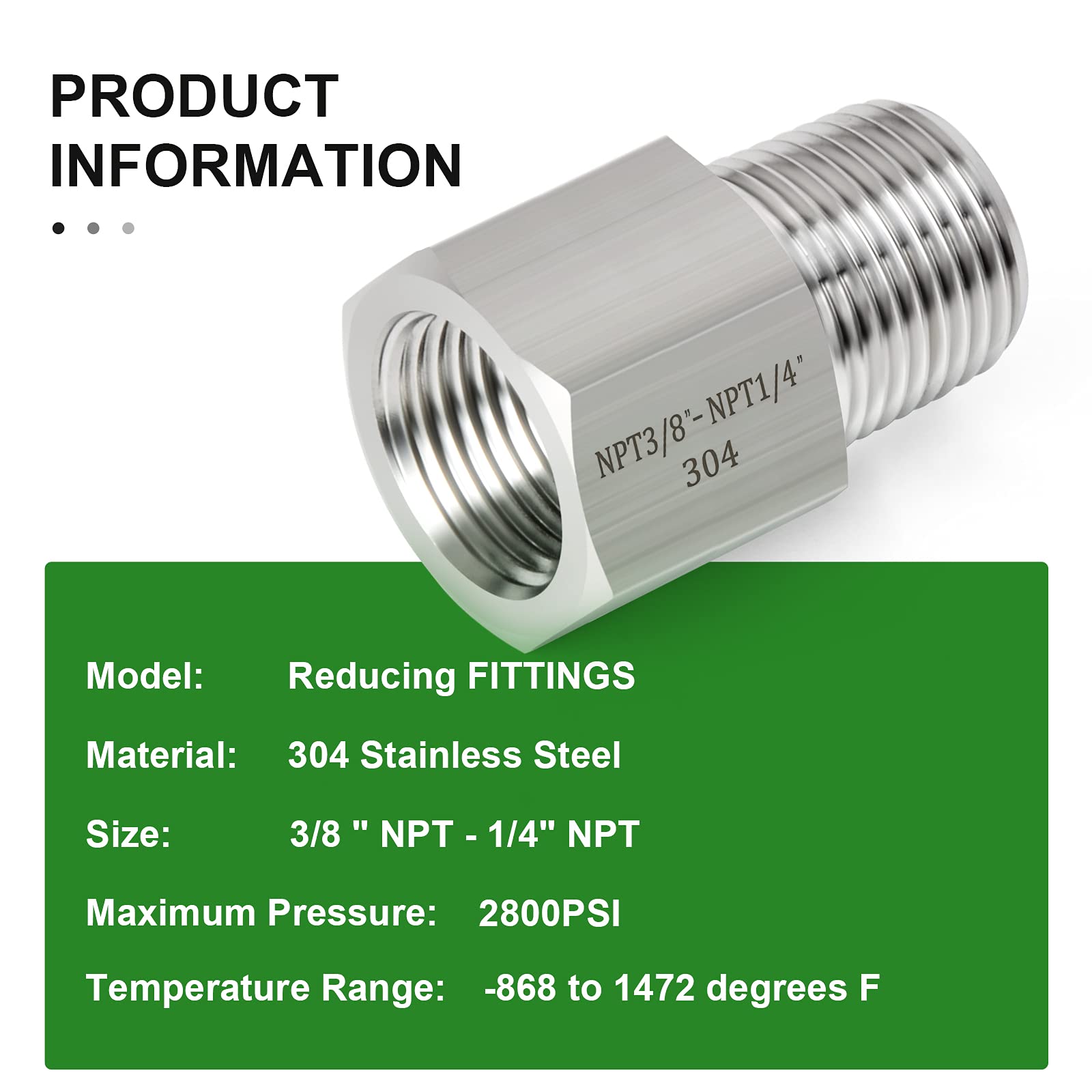 Taisher 2 Pieces Forging Of 304 Stainless Steel Reducer Hex