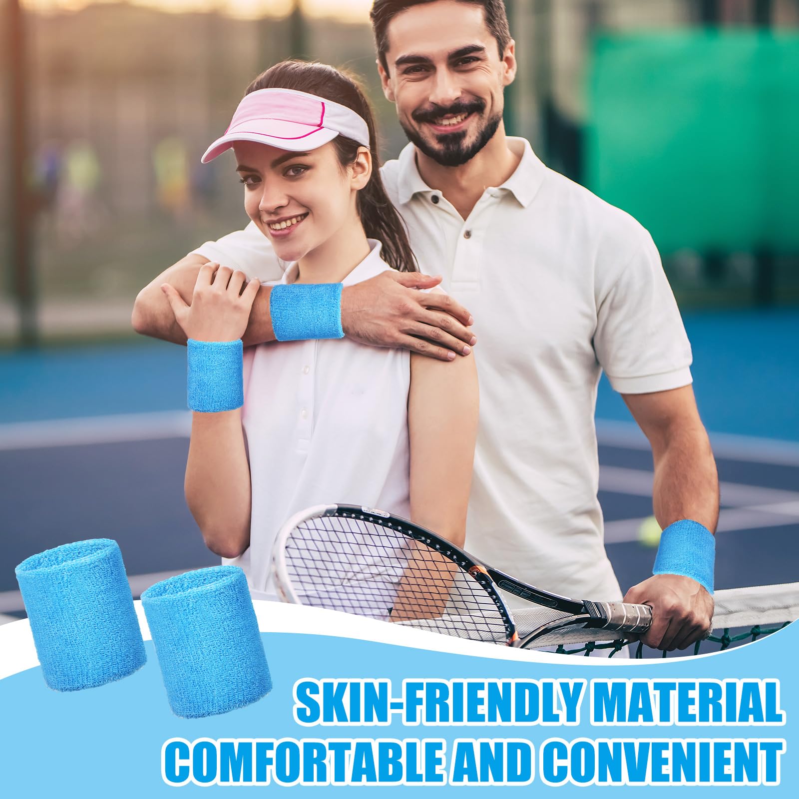 Wettarn 24 pares de muñequeras deportivas para baloncesto, fitness, protección contra esguinces, adecuado para hombres y mujeres, toalla absorbente de sudor