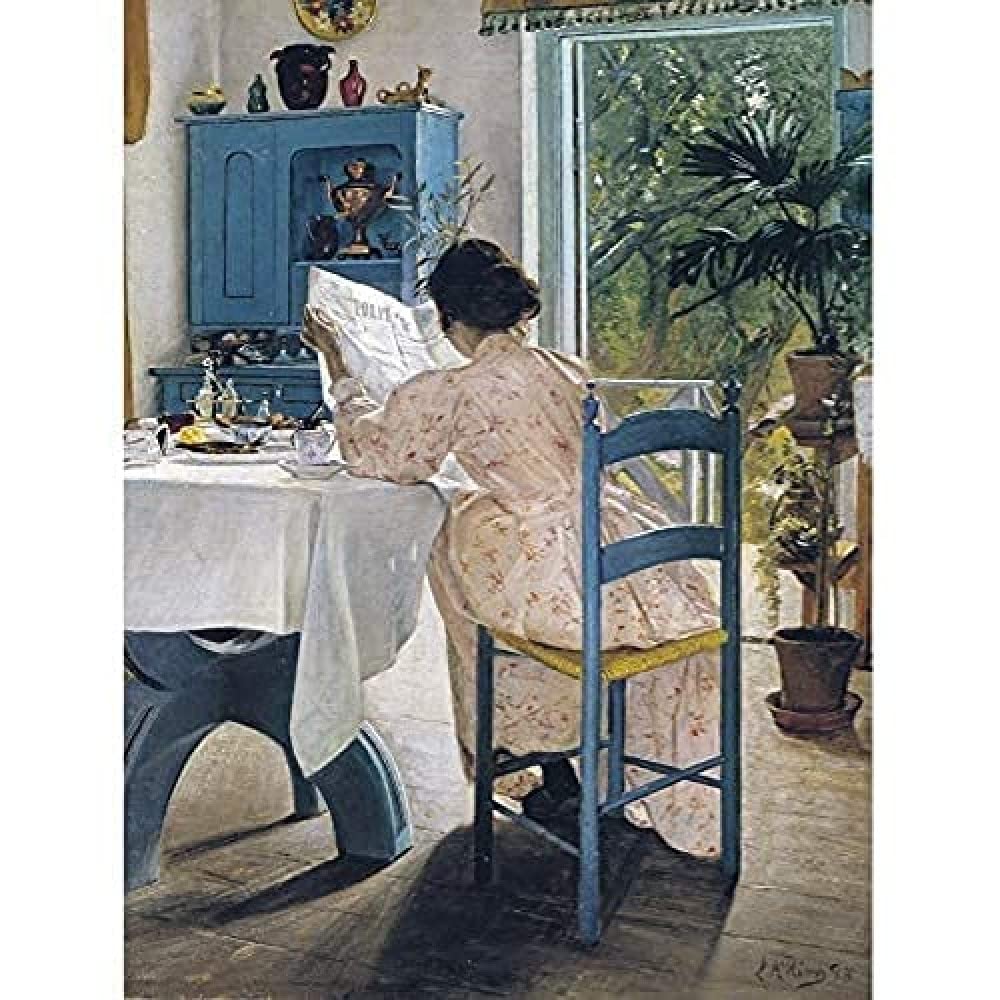 Ring At Breakfast Table Morning Newspapers Painting Art Print Canvas Premium Wall Decor Poster Mural