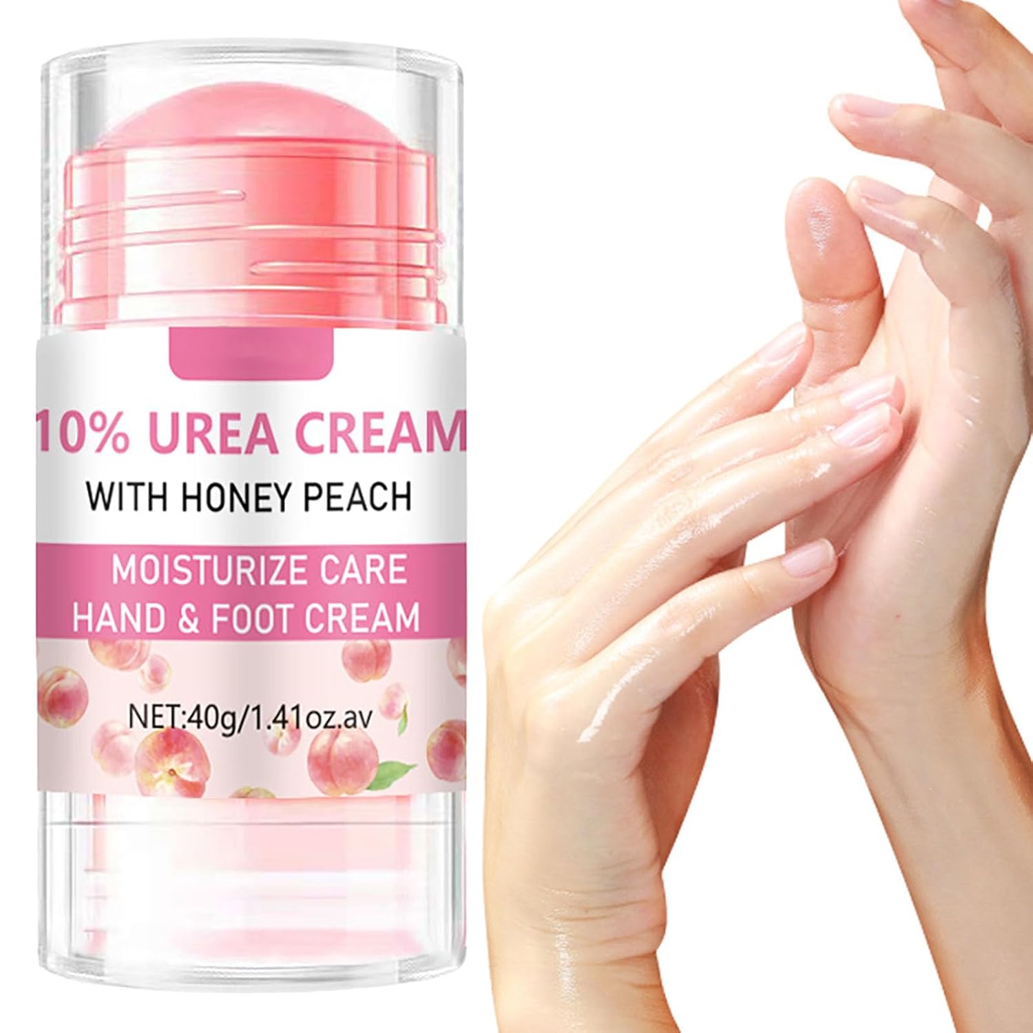 Peach Hand and Foot Cream Stick, Cracked Heel Stick Foot Cream with 10% Urea for Hydrates and Repairs Rough, Dry, Thick & Cracked Skin, Callus Remover, Soothing Skin Care for Women and Men 1.41oz