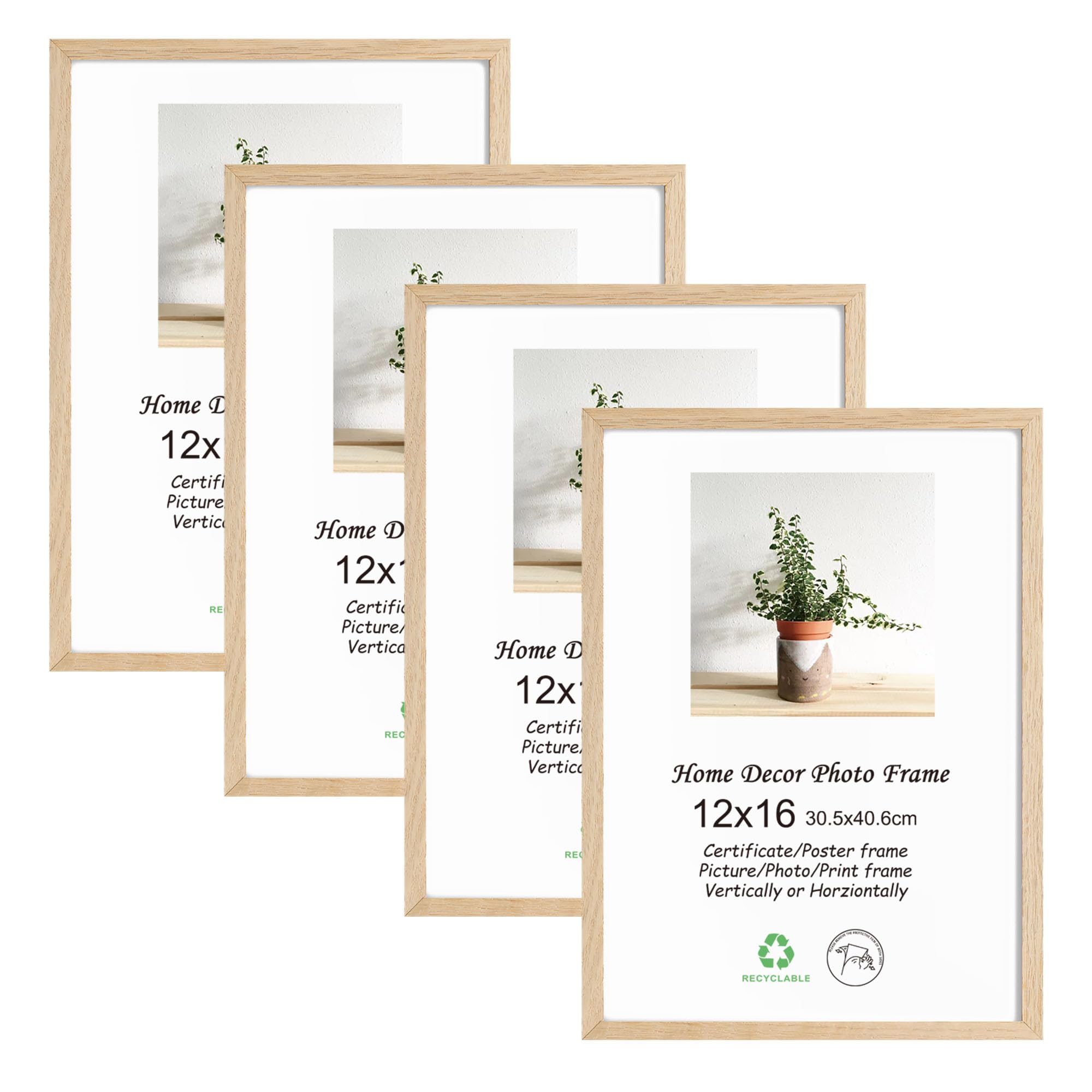 LYYYXGYP 12x16 Oak Picture Frames 4 Pack