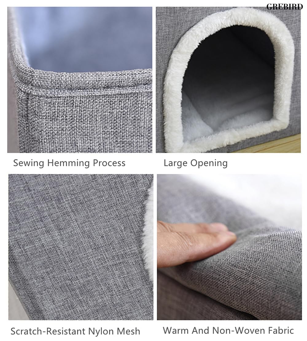 بيت قطط كبير مع سجادات، سرير قطط قابل للطي مع وسادة خدش وكهف مخفي، كهف مكعب للقطط قابل للطي، شقق برج القطط، بيت نشاط للقطط وسرير الحيوانات الاليفة المغطى، مركز لعب مقعد للقطط