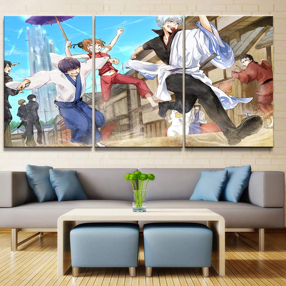 Toile 3 panneaux animation pour décoration murale moderne de salon