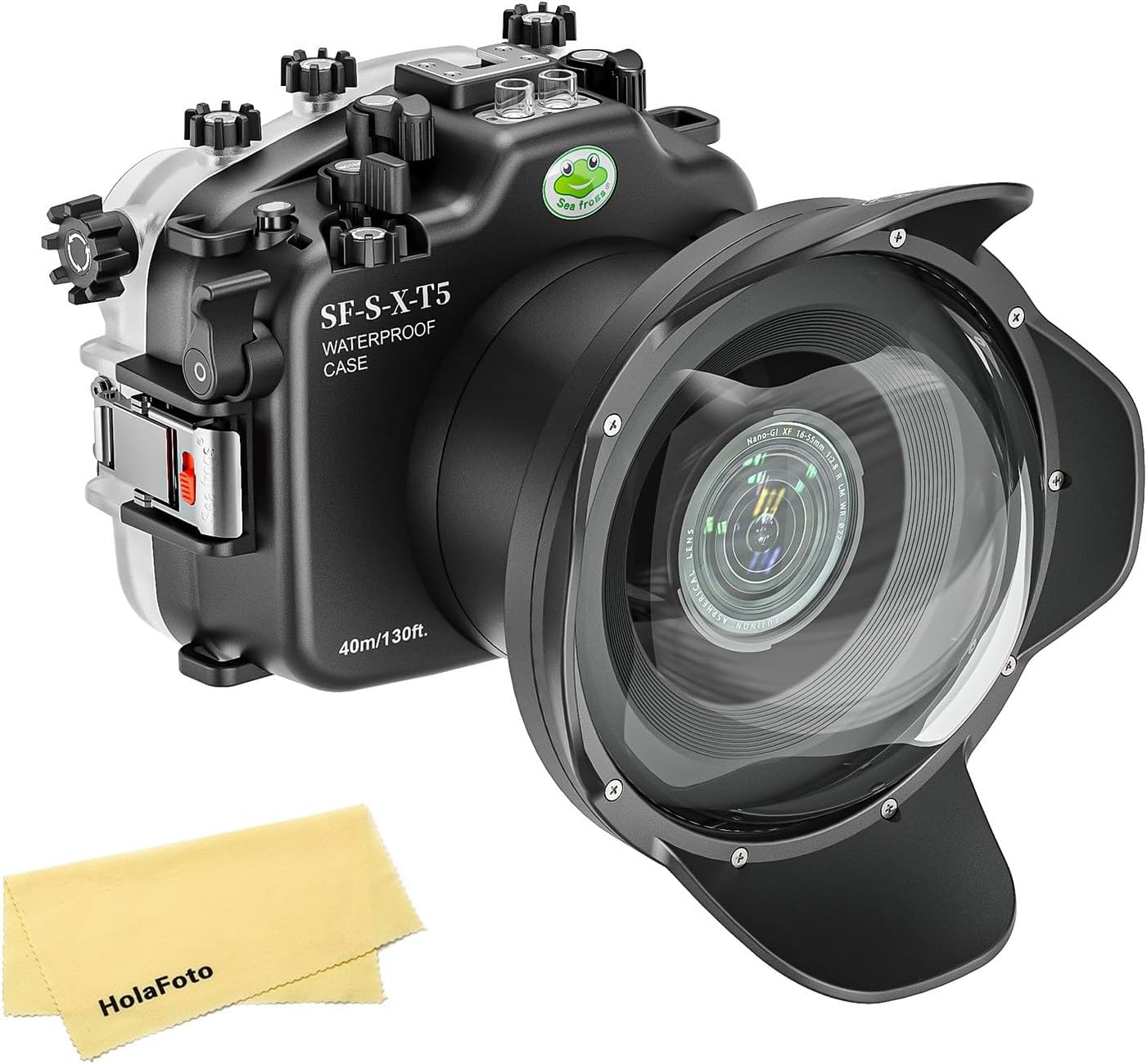 Seafrogs [40M/130FT] Underwater Housing for Fuji XT5 w/ 6inch Dome Port, Waterproof Diving Camera Case for Fujifilm xt5 for ​XF 16-80mm f/4 R, XF 18-55mm f/2.8-4