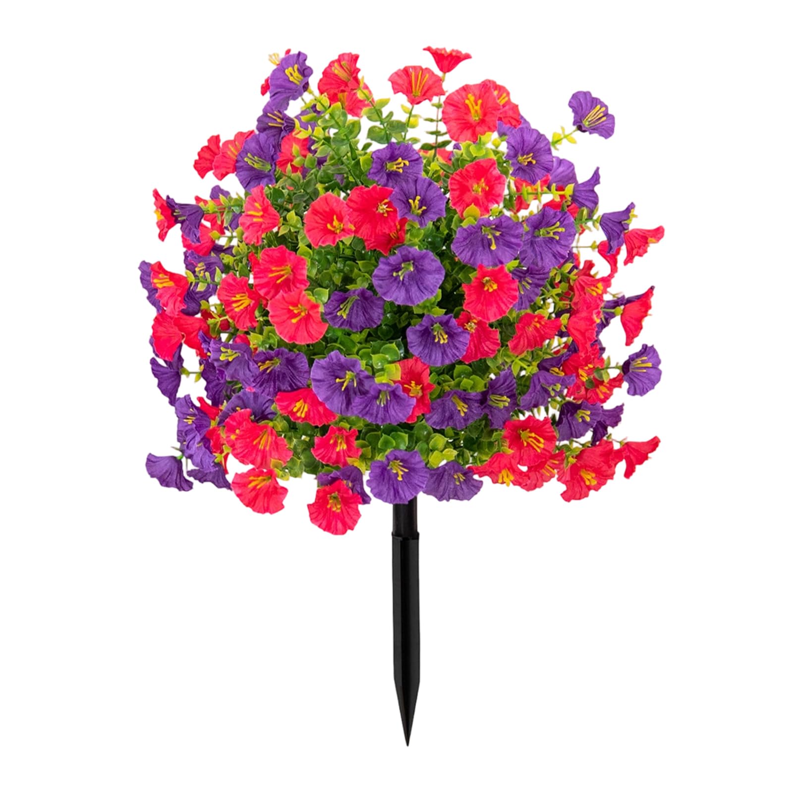 CAZSTYK Artificial Morning Glory Flower with Ground Stake for Garden Patio Yard Weather Resistant Realistic Green Plant Fraudulent Morningglory Flower with Stake