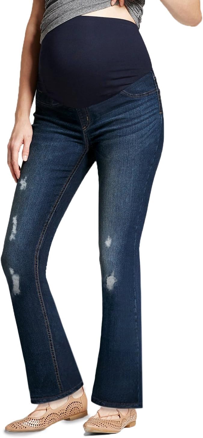 Hybrid & Company Super Comfy Stretch Women's Maternity Bootcut Jeans with Real Pockets