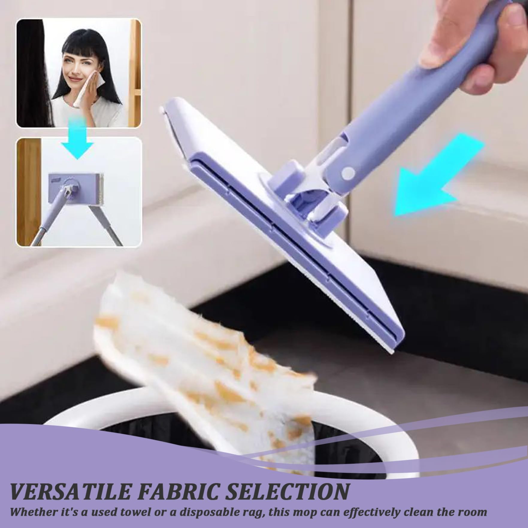 Mini Mop Lavapavimenti Automatico Mop, Mini Mop con Rotazione a 360°, Lavapavimenti a Mani Libere con Asciugamani, Kit di Lavaggio a Secco sospeso/424