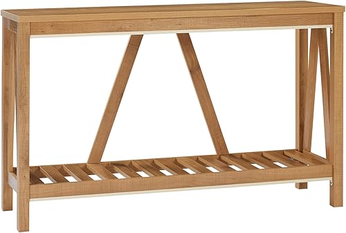 Miniatura 1 de HOMCOM Mesa consola de granja con estante de almacenamiento, mesa de sofá rústica con anti-volquete para muebles de sala de estar, dormitorio y