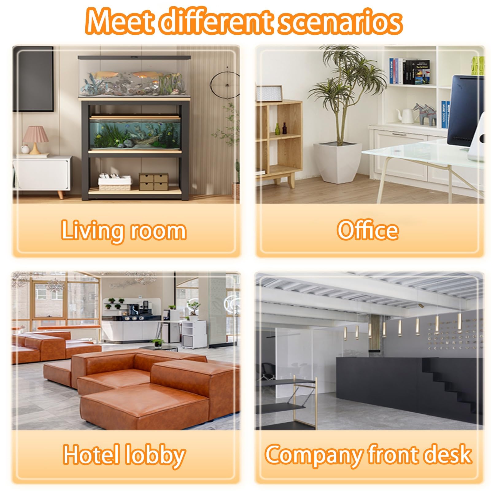 Generisch Verstellbarer 2-stufiger Aquariumständer für rahmenlose Aquarien – Stilvolle beige Aquarienmöbel für Zuhause und Büro, Tragkraft 100 kg, passend für 80 x 40 cm (35,4 x 15,7 Zoll)
