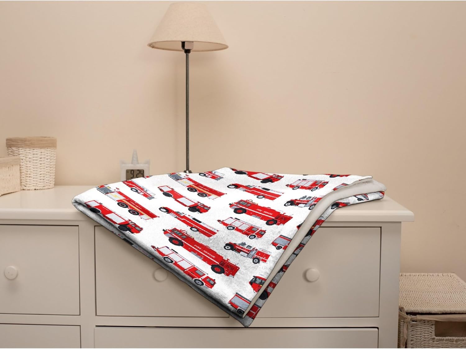 Fire Truck Blanket Gifts for Truck Lover 80 x 60 Inch for Adult,Red Truck Fannel Fleece Throw Blanket Super Soft Throws Blanket for Bed Couch Sofa