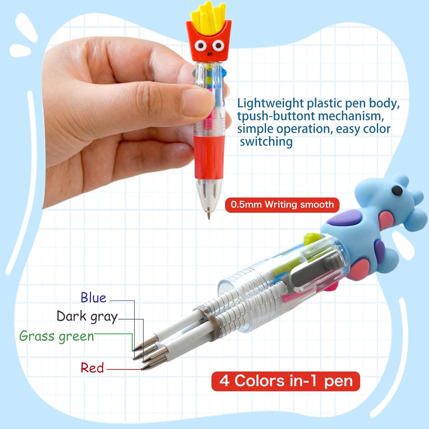 100 PCS Multicolor Pen Set – 50 Cute Pens Bulk with 50 Pen Bags, Fun Pens for Party Favors, Christmas, Birthday, Kawaii Stationery for Student Prizes, Gifts Bulk for friends - Image 3