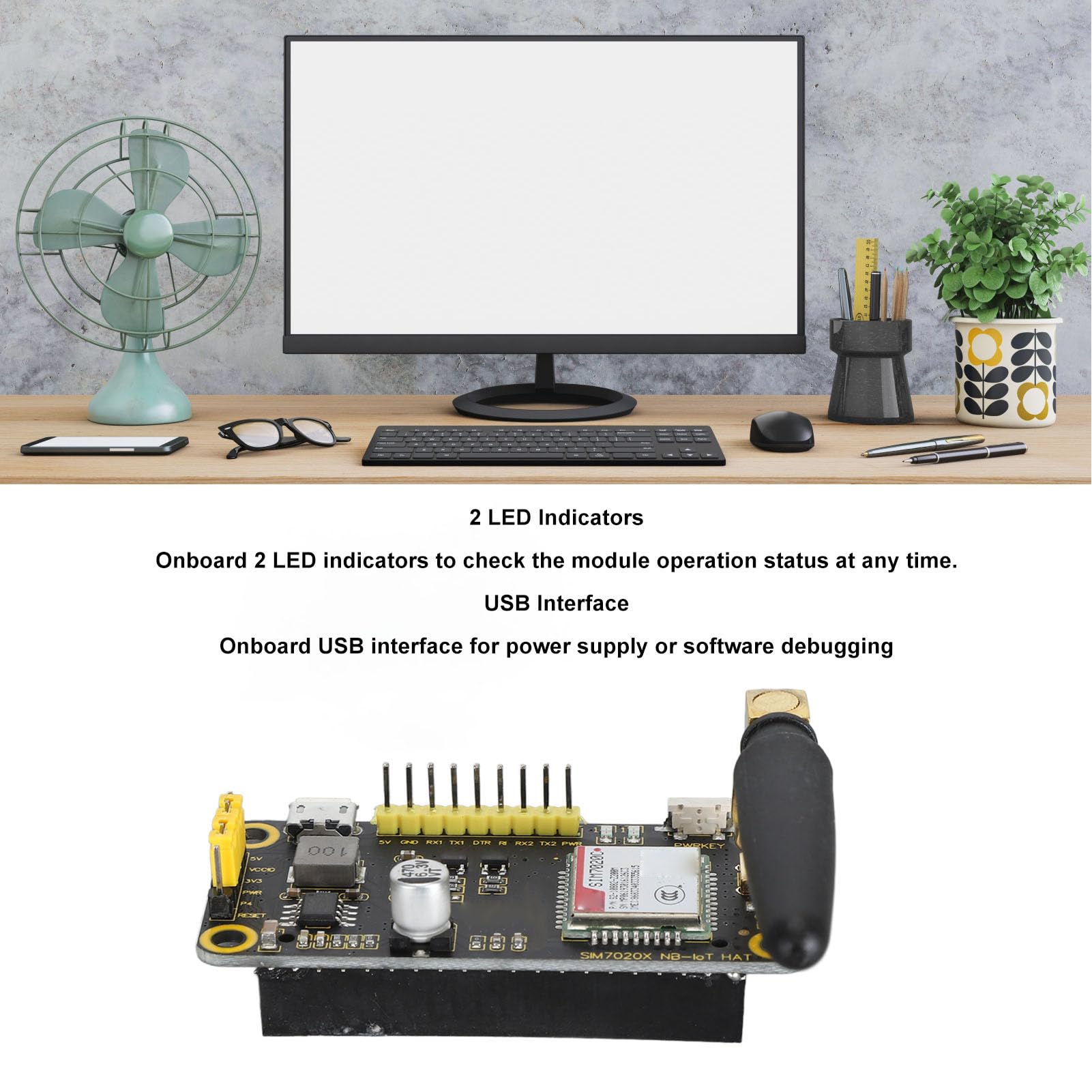 Bewinner Placa de Expansión NB IoT, Soporte Multiprotocolo, Interfaz de Control UART, Interfaz USB, Módulo NB IoT de Interfaz USB para RasPi
