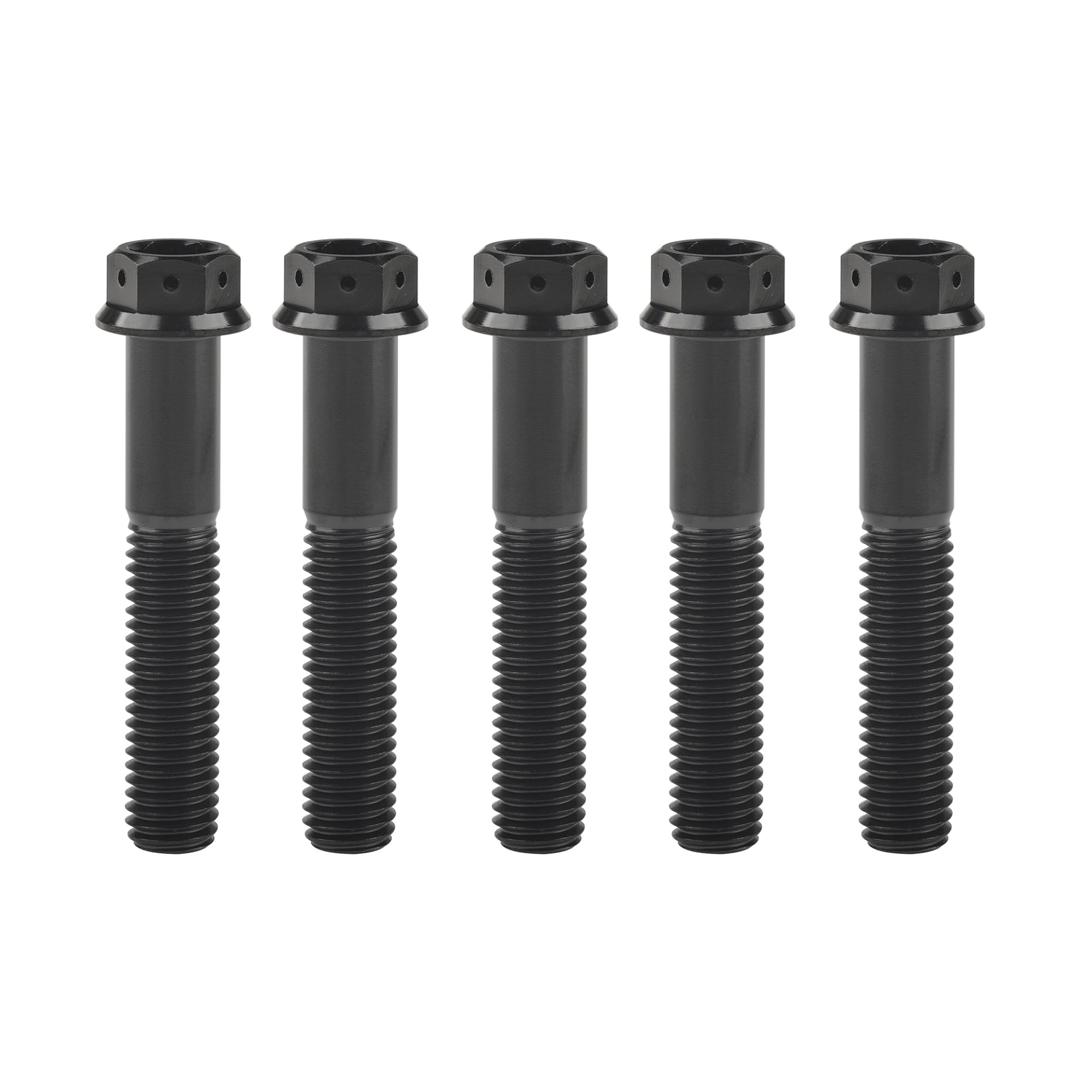 Ruifu Titanium M6 M8 M10 10 15 20 25 30 35 40 45 50 55 60 65 70 75 80 85 90mm Flange Allen Key Head Bicycle Bolts Screws Pack of 5 (Black, M10x50mm Pitch1.5)