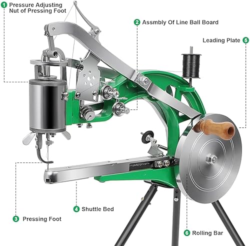 Miniatura 2 de FAHKNS Máquina de coser de cuero, reparación de zapatos manual de metal resistente, costura manual con doble línea de nailon de algodón, lona para