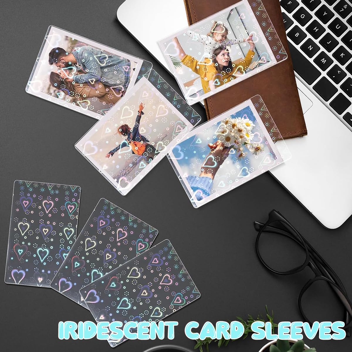 PATPAT® 100Pcs 2.56 * 3.54Inch Card Sleeves Protector Protective Clear Star Photocard Sleeves - Love Heart, Transparent Waterproof & Dustproof, Kpop & MTG Trading Card Holder 1