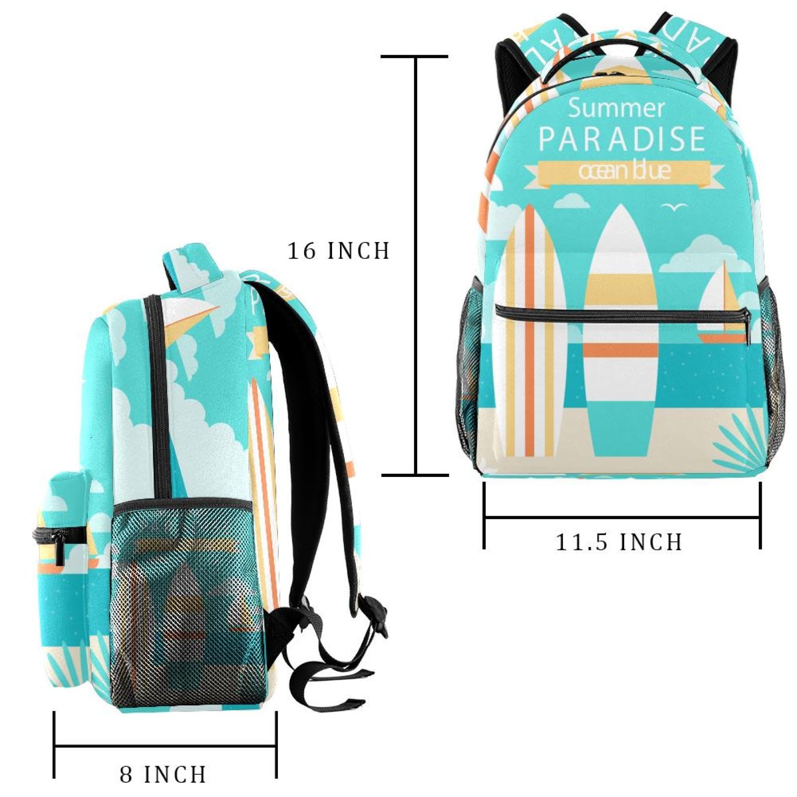 Zaino per computer portatile, vacanze estive, surf, zaino per scuola superiore, resistente all'acqua, zaino da viaggio e escursionismo