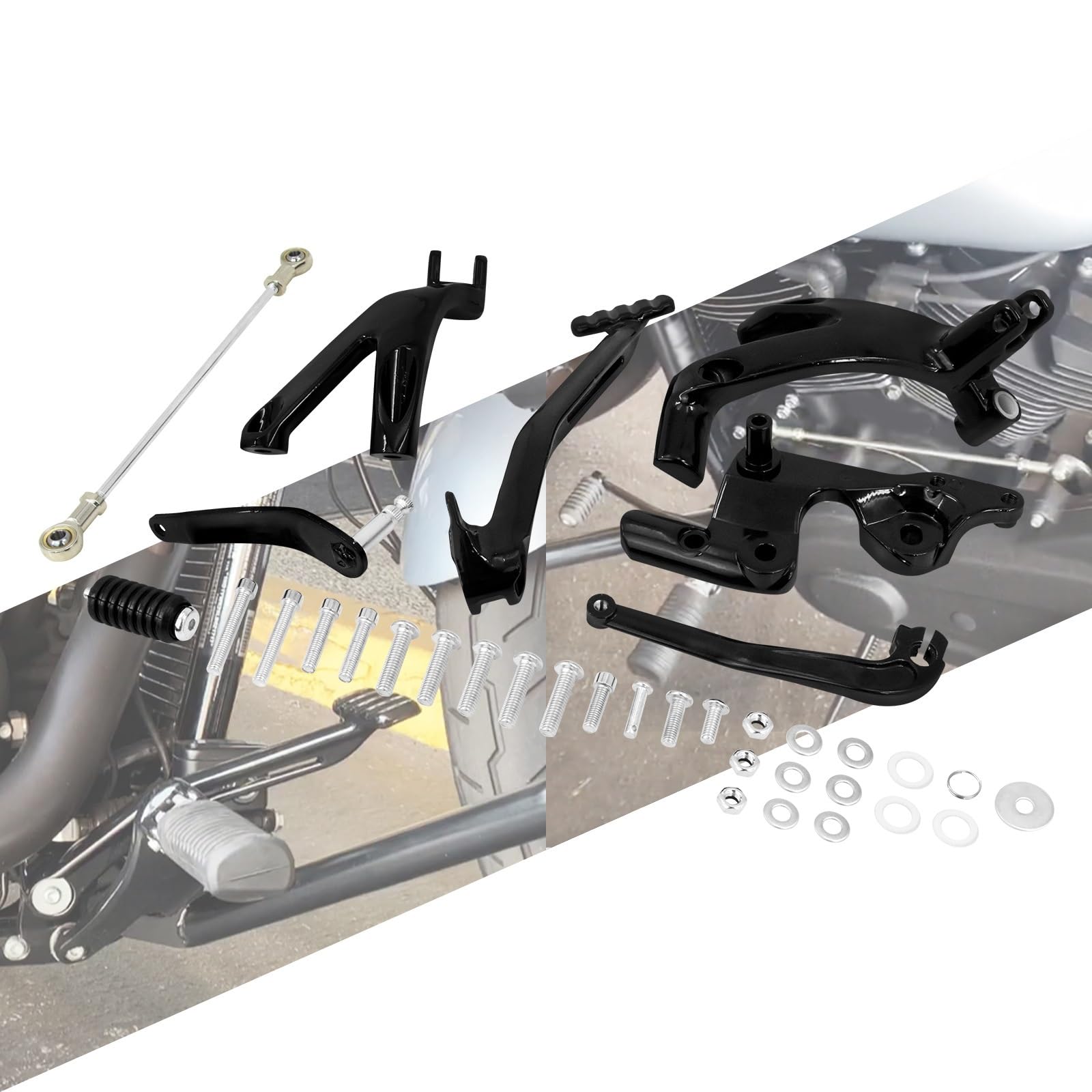 Pédales de commande avancées moto en aluminium anodisé noir pour cadre Harley Softail