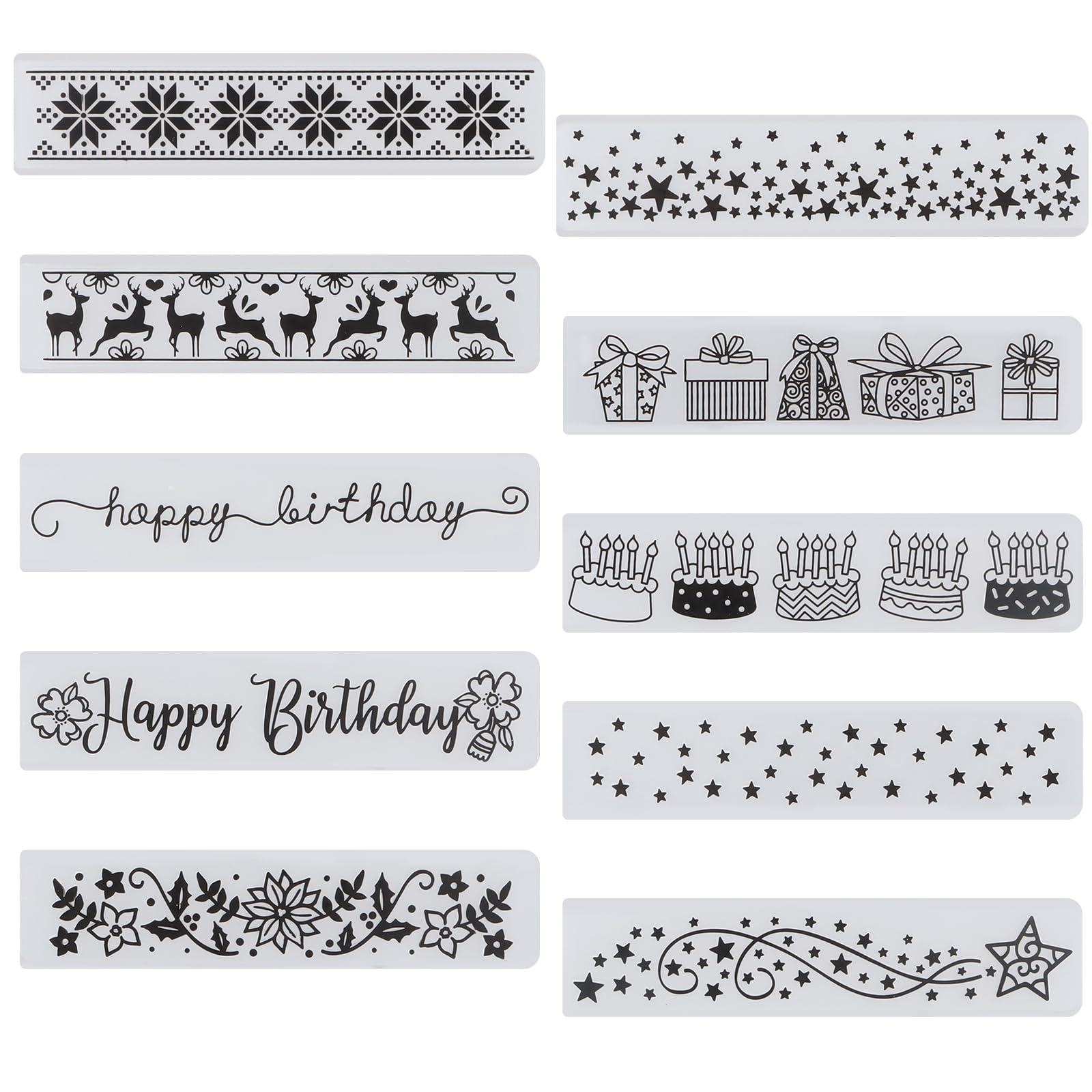 10 Piezas Plantilla de Repujado(15 x 3 cm) Carpetas de Plástico con Relieve Tarjetas, Carpeta de Grabación en Relieve para Scrapbooking Creación de Tarjetas Álbum