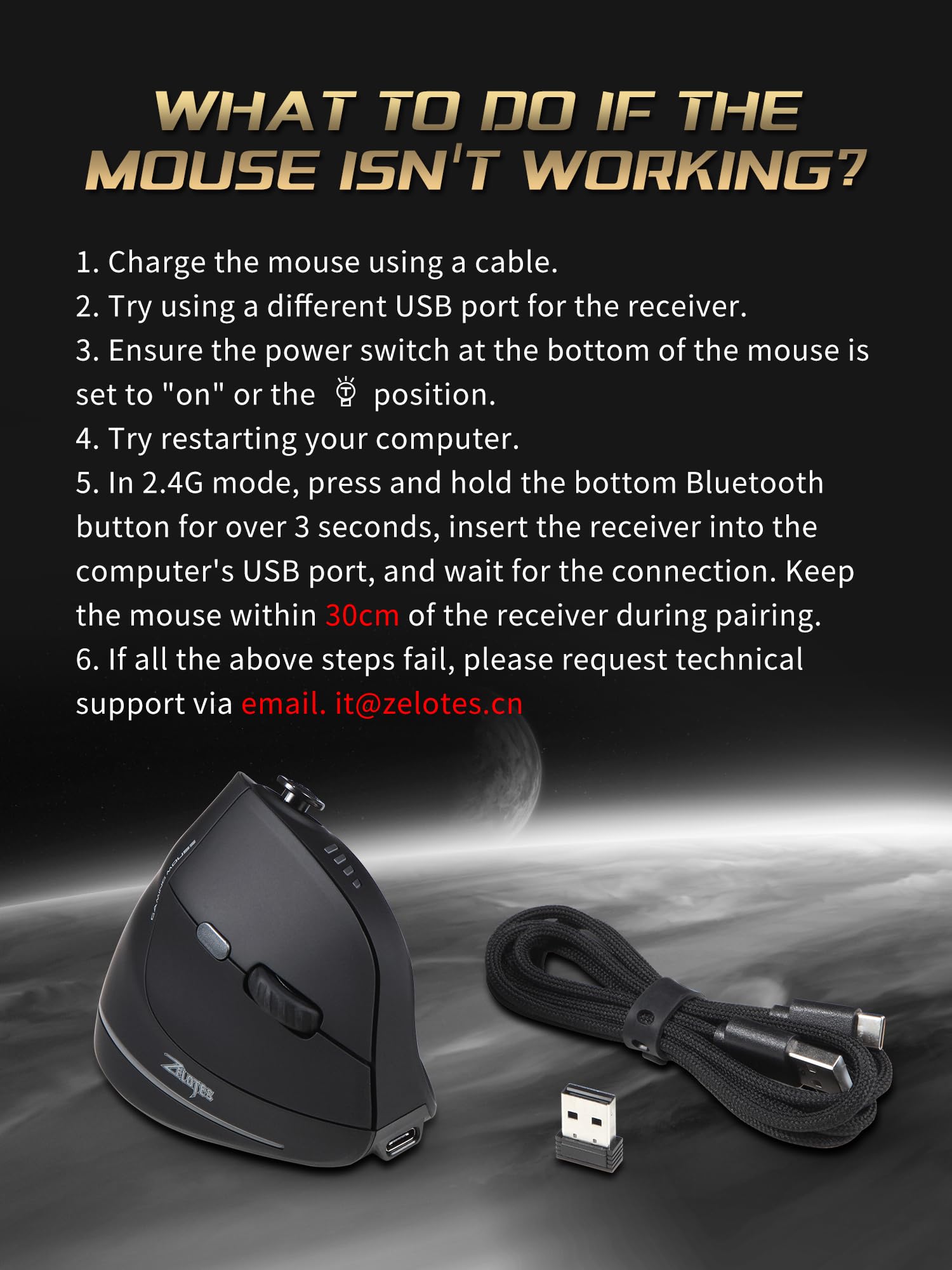 Souris Gaming Ergonomique Verticale sans Fil Souris Gamer Bluetooth/2.4G/USB Rechargeable 24000 DPI RGB 12 Boutons Programmables avec Joystick Souris Ergonomique Droitier pour PC Portable