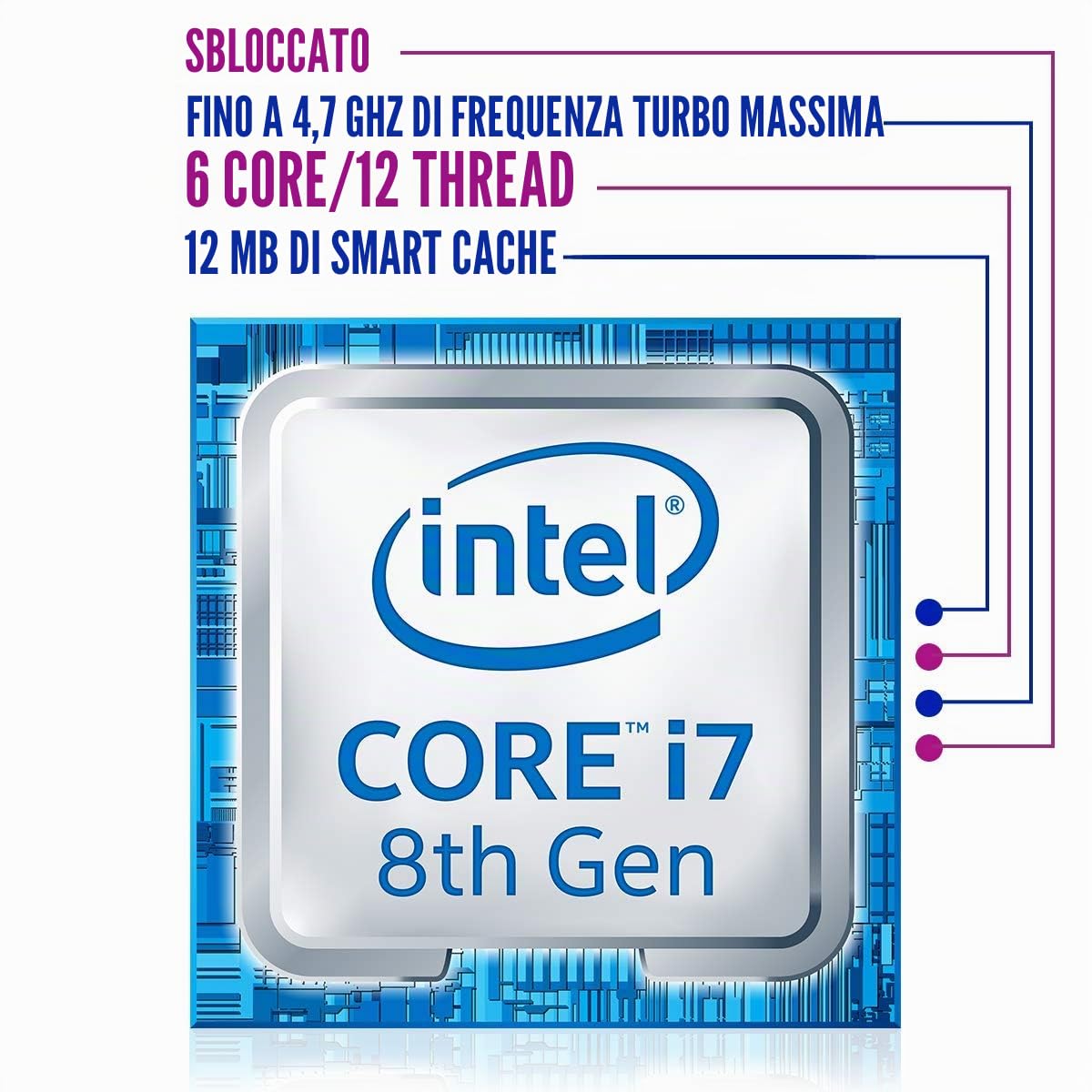 Intel Core i7 8700K Cpu Processore, 3.7GHz, Argento