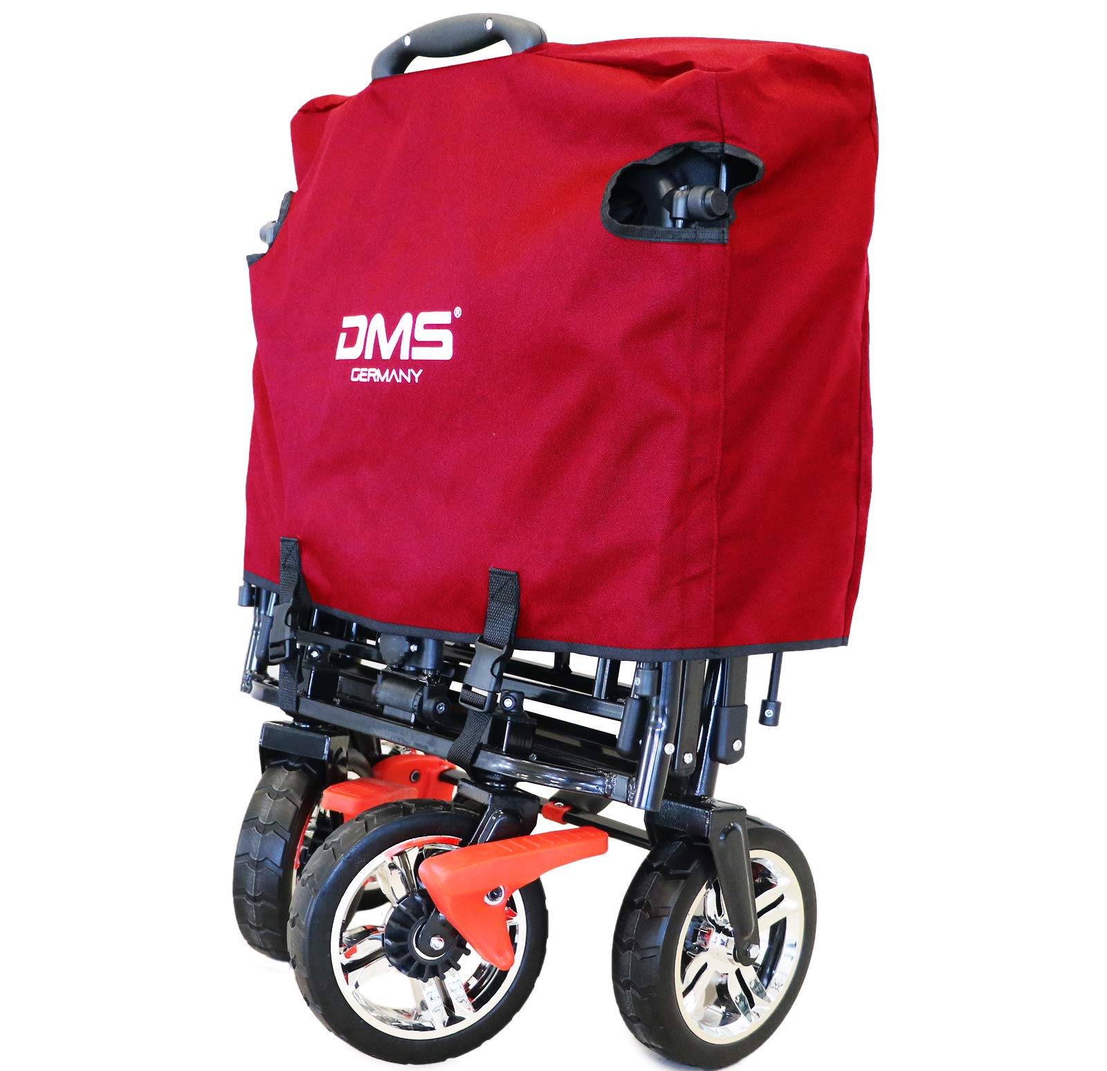 DMS Opvouwbare bolderkar met dak, inklapbare handwagen/transportwagen, massief rubberen banden, incl. aanvalsysteem voor kinderen, met draagtas en remsystemen